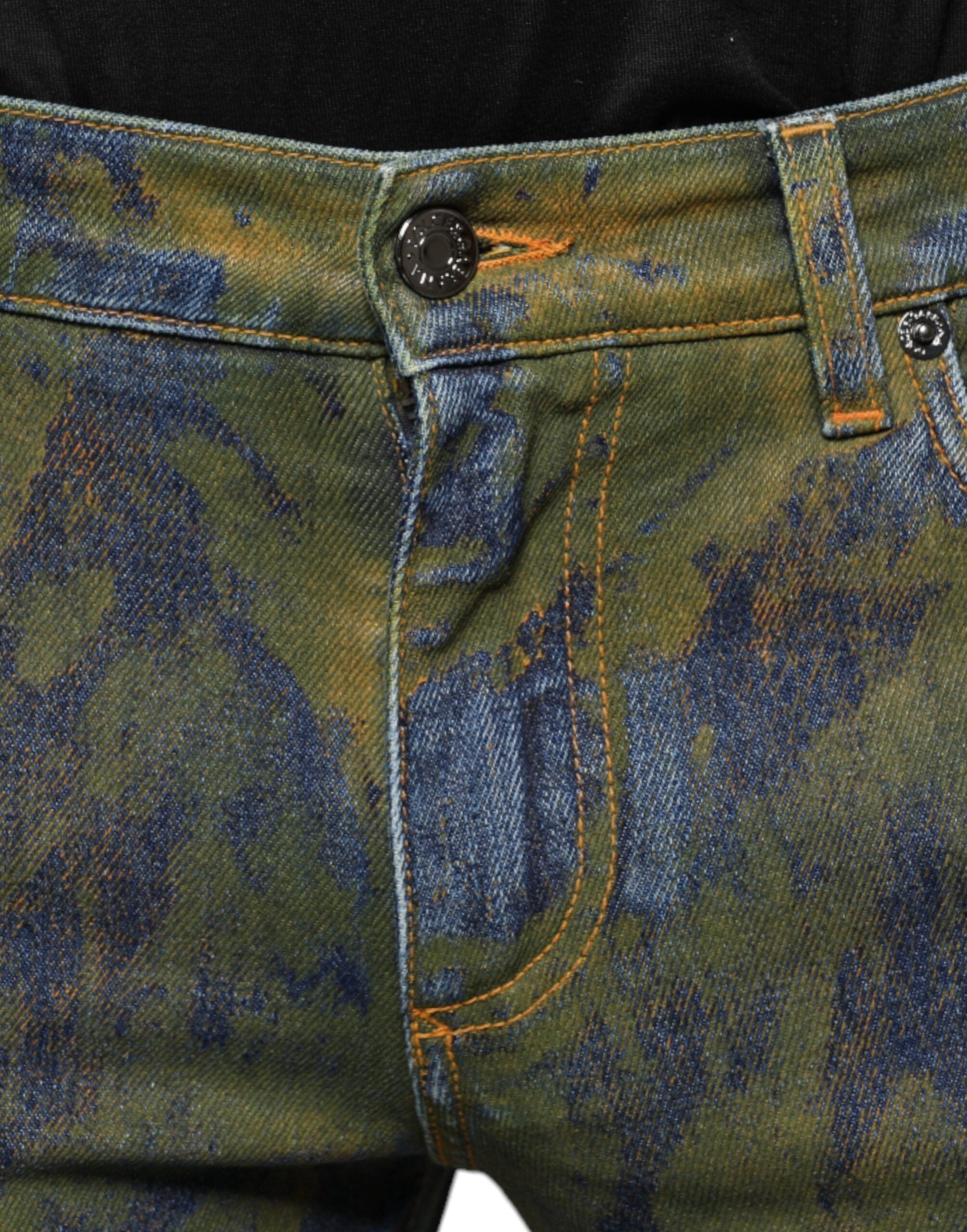 Dolce & Gabbana Blue Cotton Dye Slim Fit Men's Denim Jeans-5