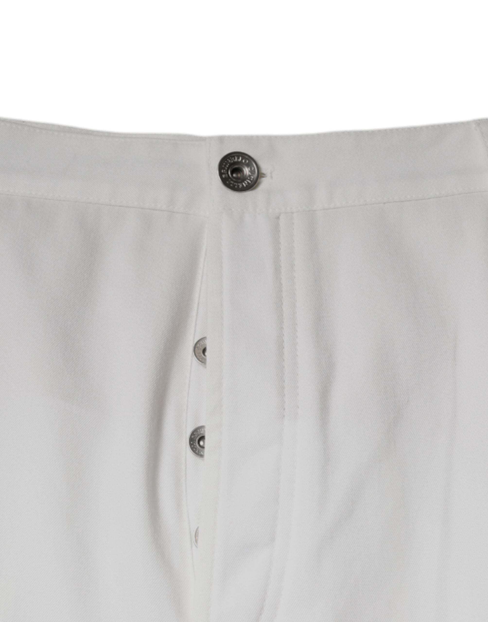 Brunello Cucinelli White Cotton Men's Dress Tapered Trousers-6