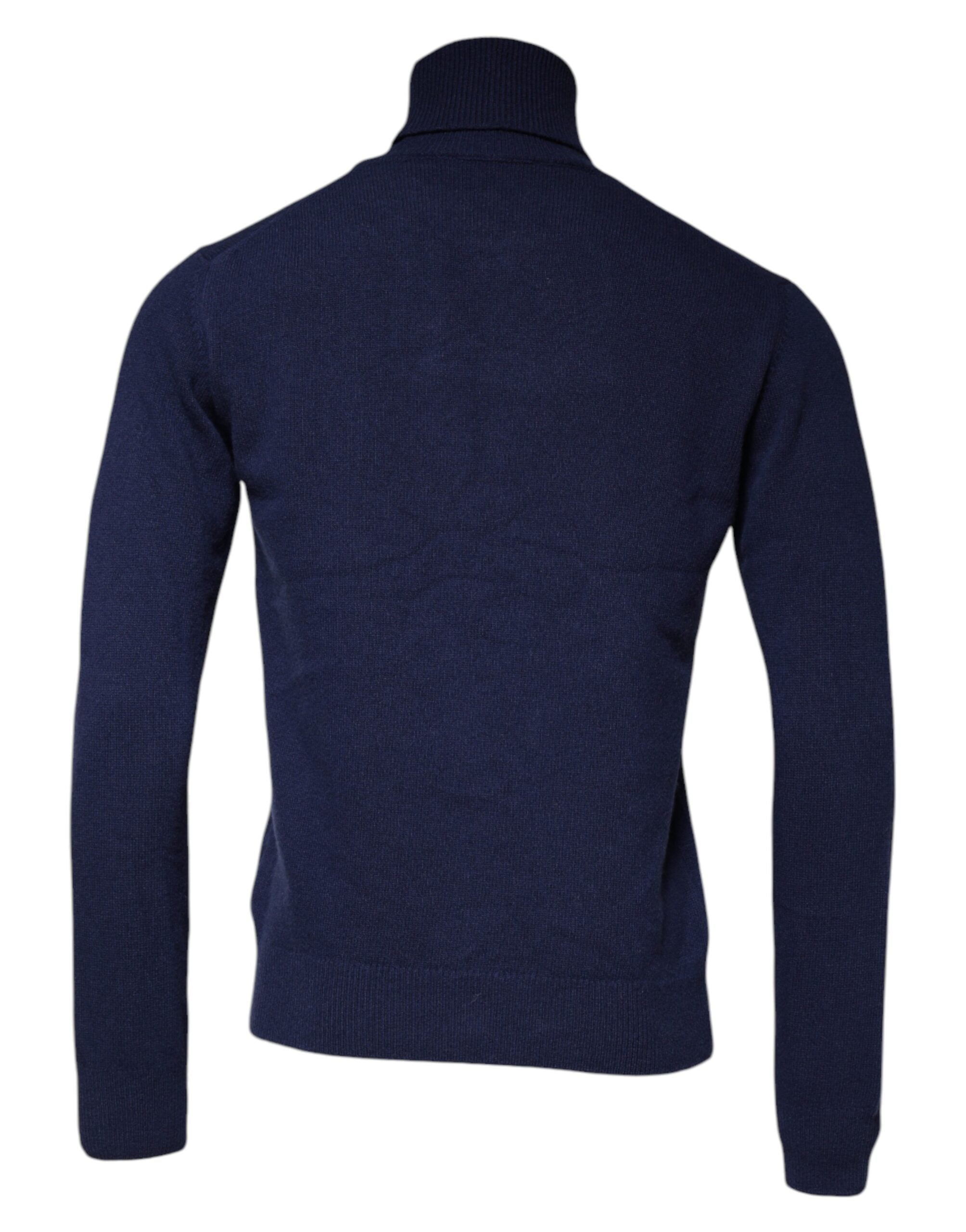Dolce & Gabbana Blauer Wollstrick-Rollkragenpullover-5