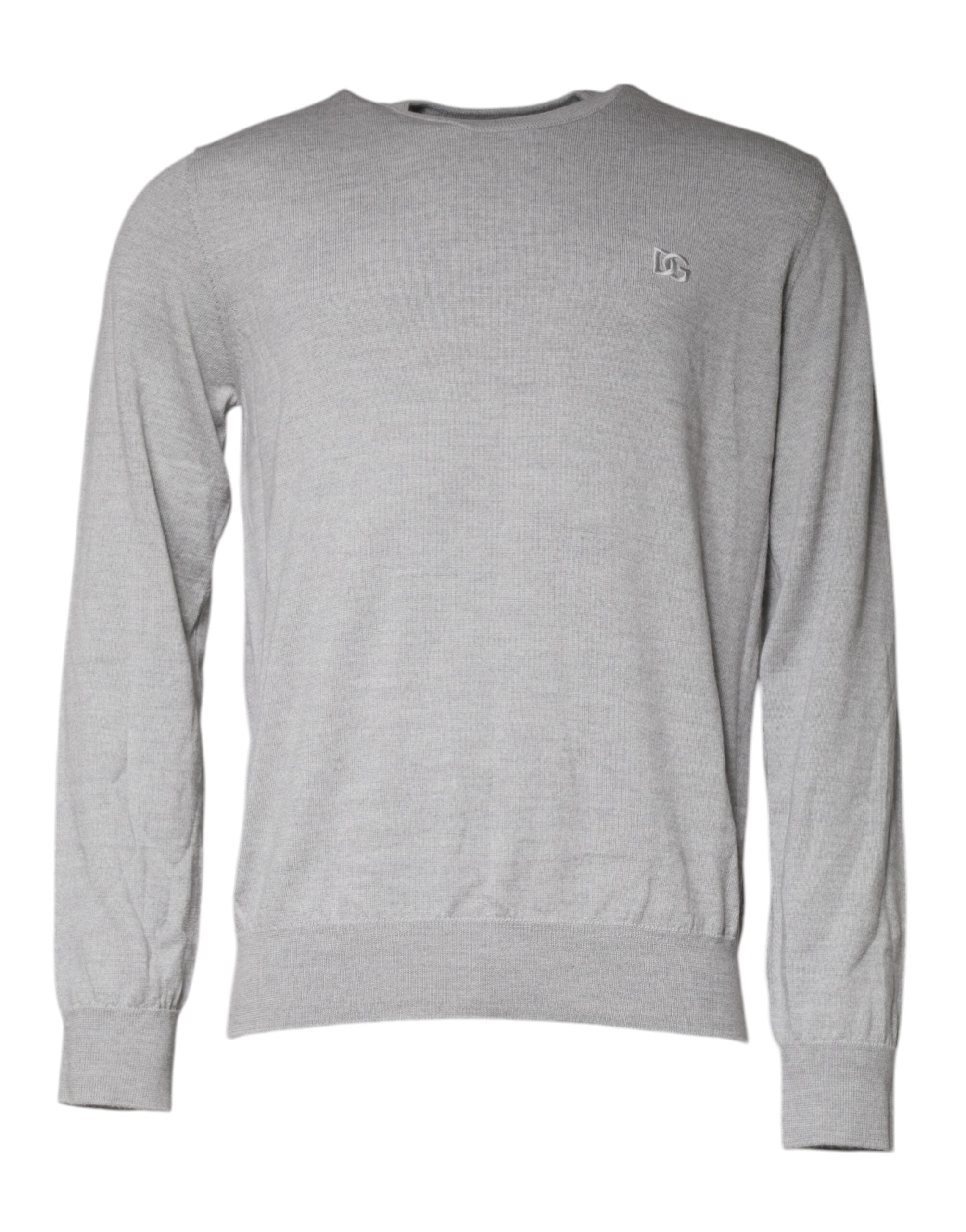 Dolce & Gabbana light grey round neck wool sweater-1