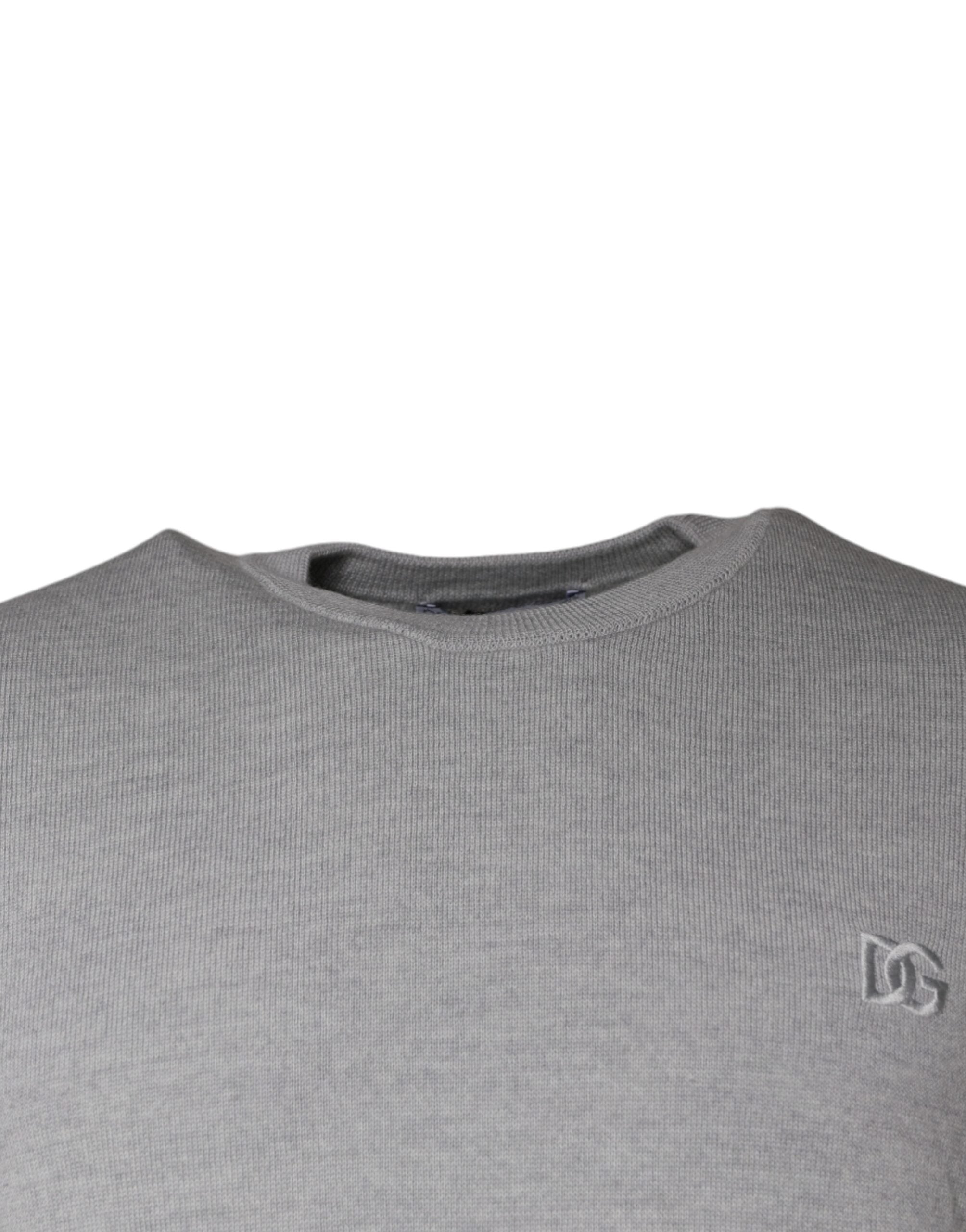 Dolce & Gabbana light grey round neck wool sweater-3