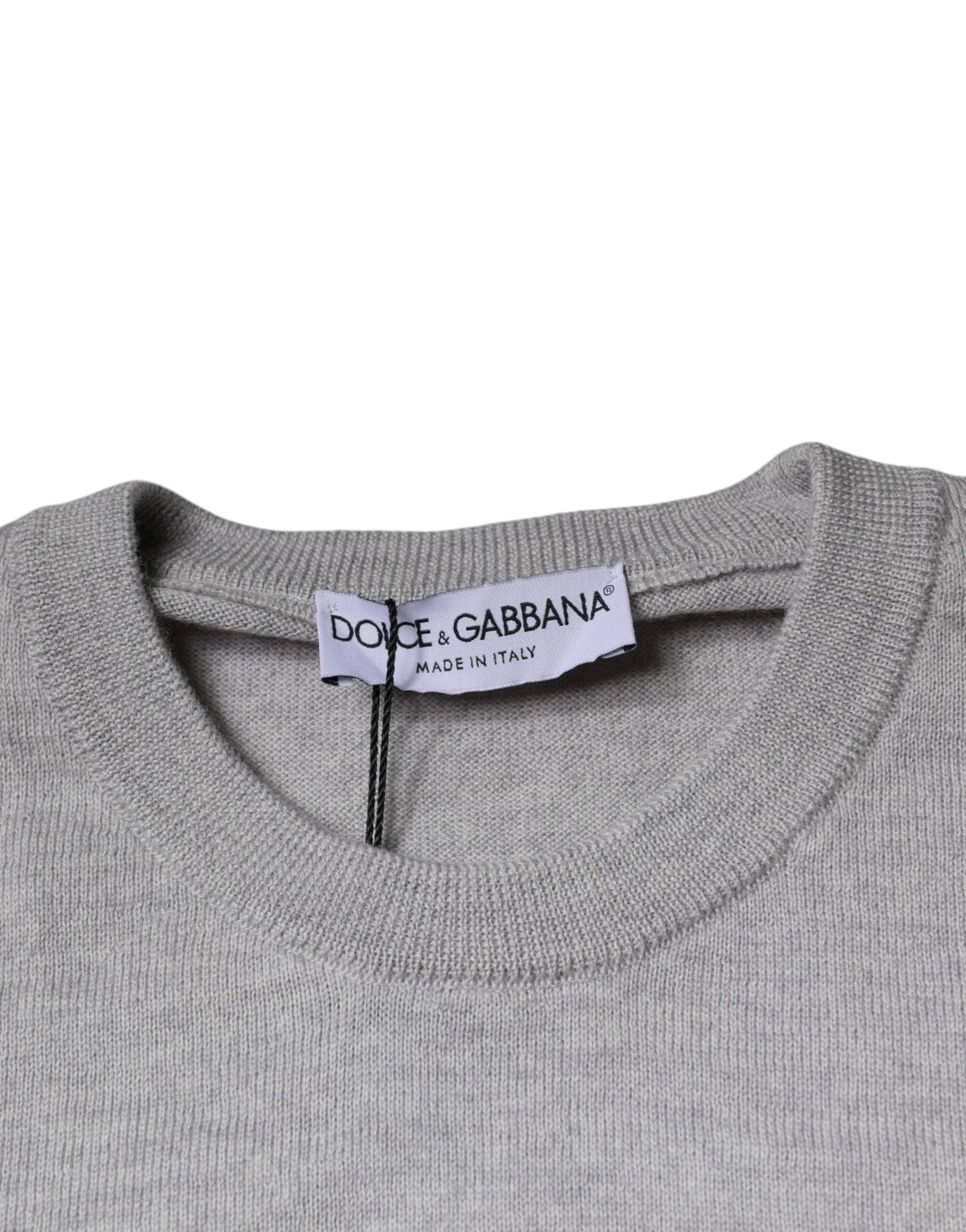 Dolce & Gabbana light grey round neck wool sweater-6