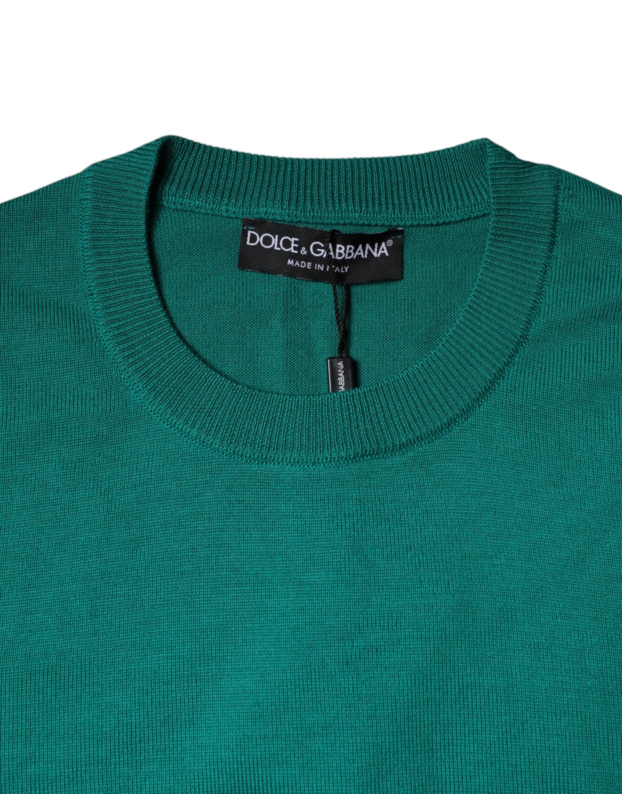 Dolce & Gabbana Grüner Pullover mit Rundhalsausschnitt aus Wolle-6