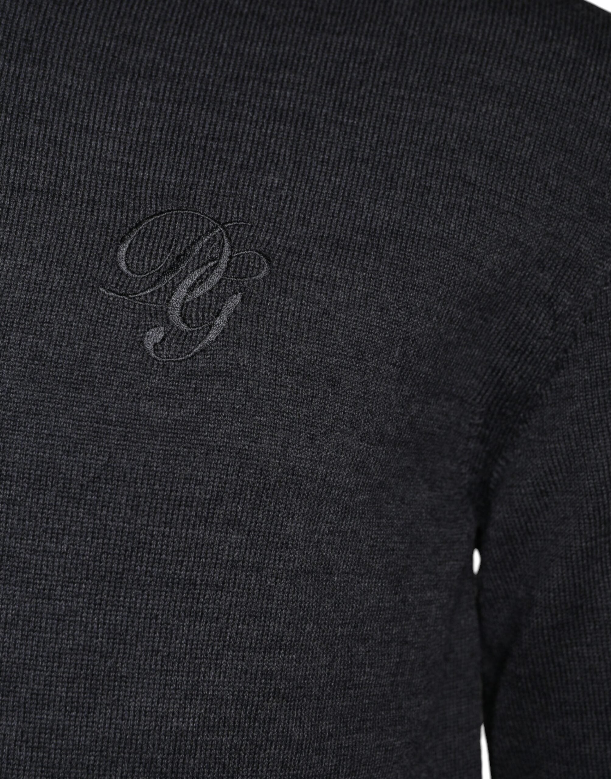 Dolce & Gabbana dark grey round neck wool sweater-4