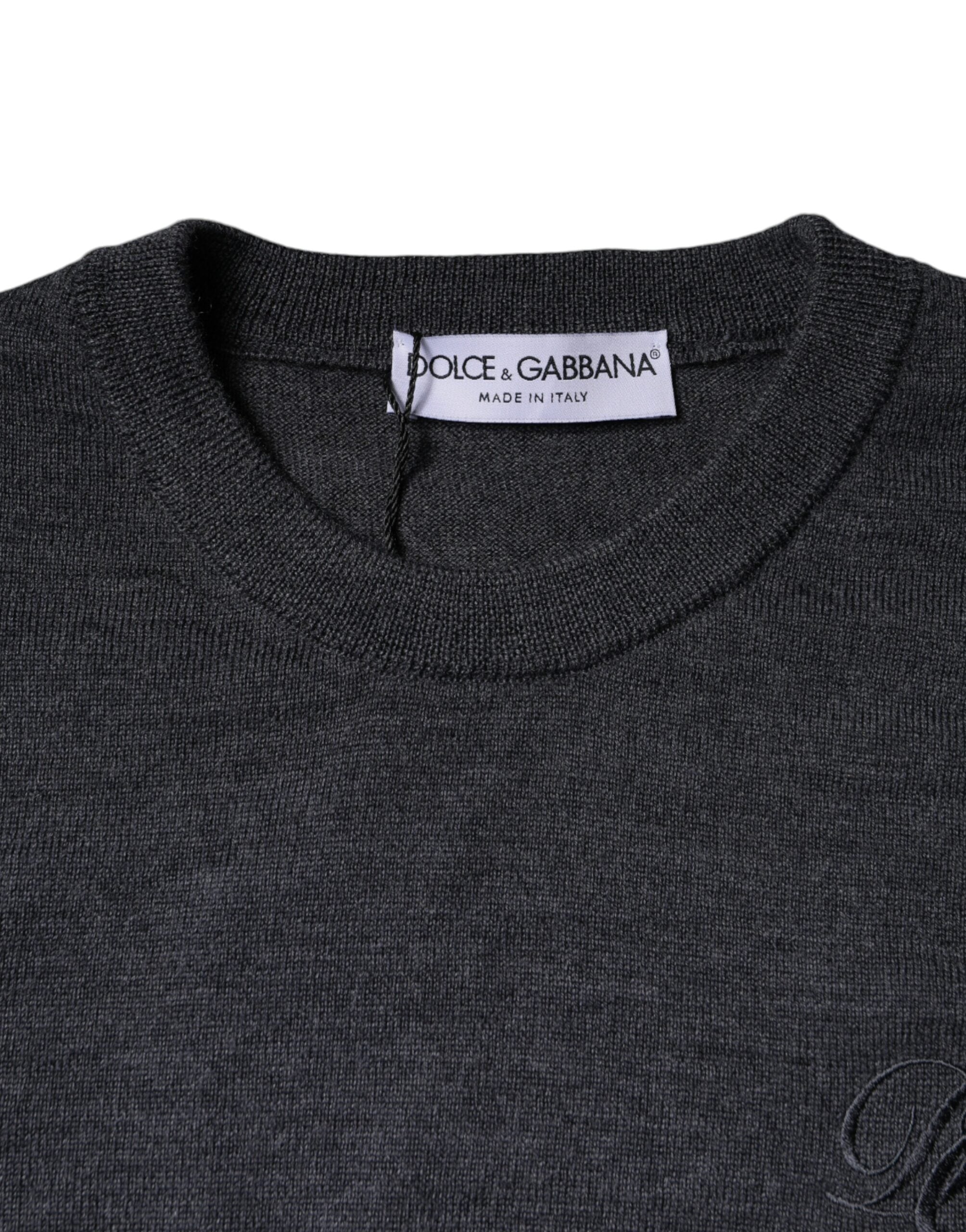 Dolce & Gabbana dark grey round neck wool sweater-6