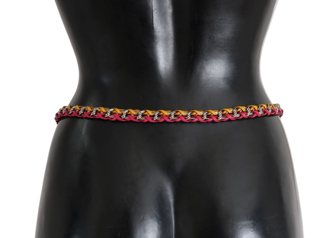 Dolce & Gabbana Rot Gelb Leder Kristall Gürtel-3