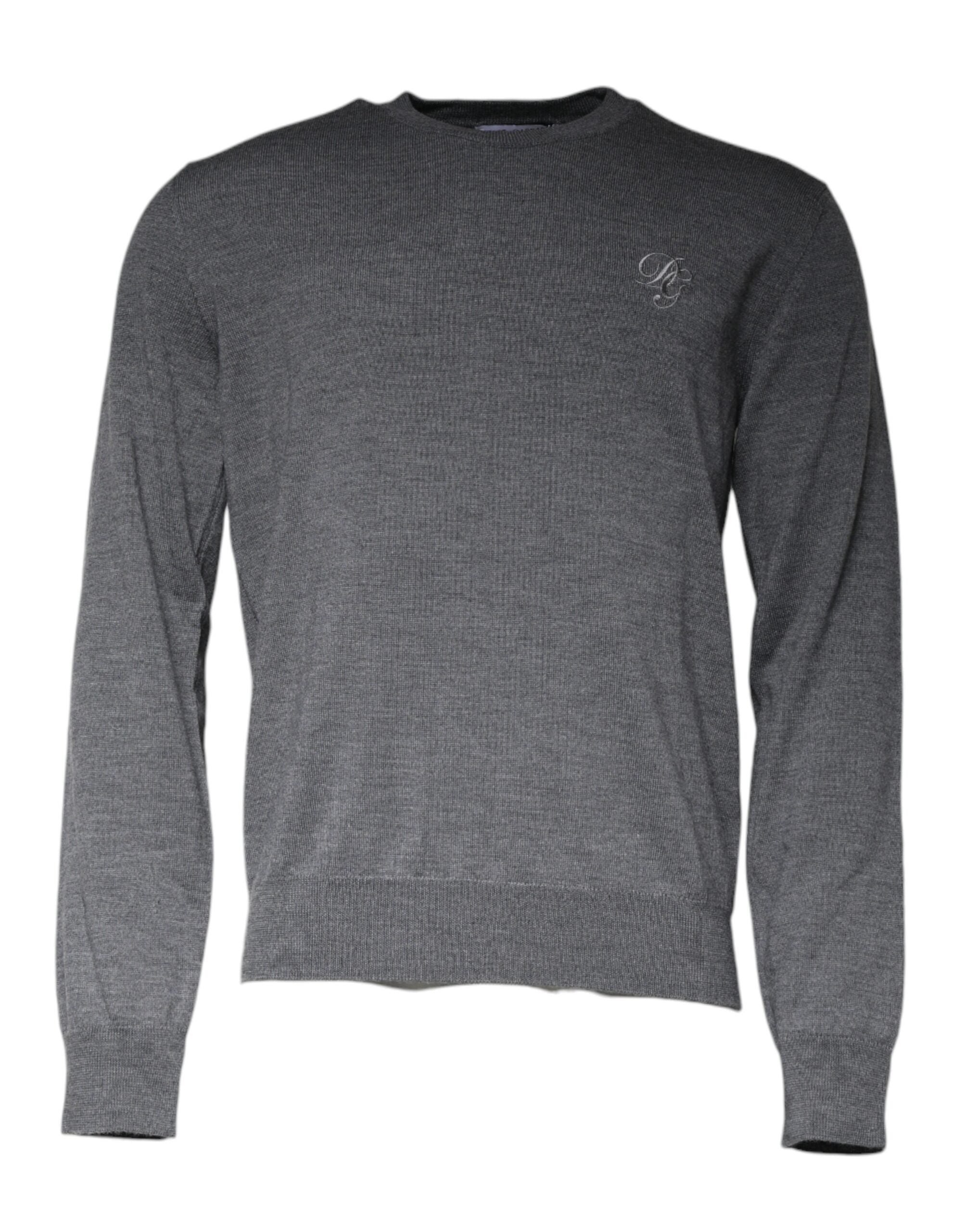 Dolce & Gabbana Dunkelgrauer Pullover mit Rundhalsausschnitt aus Wolle-1