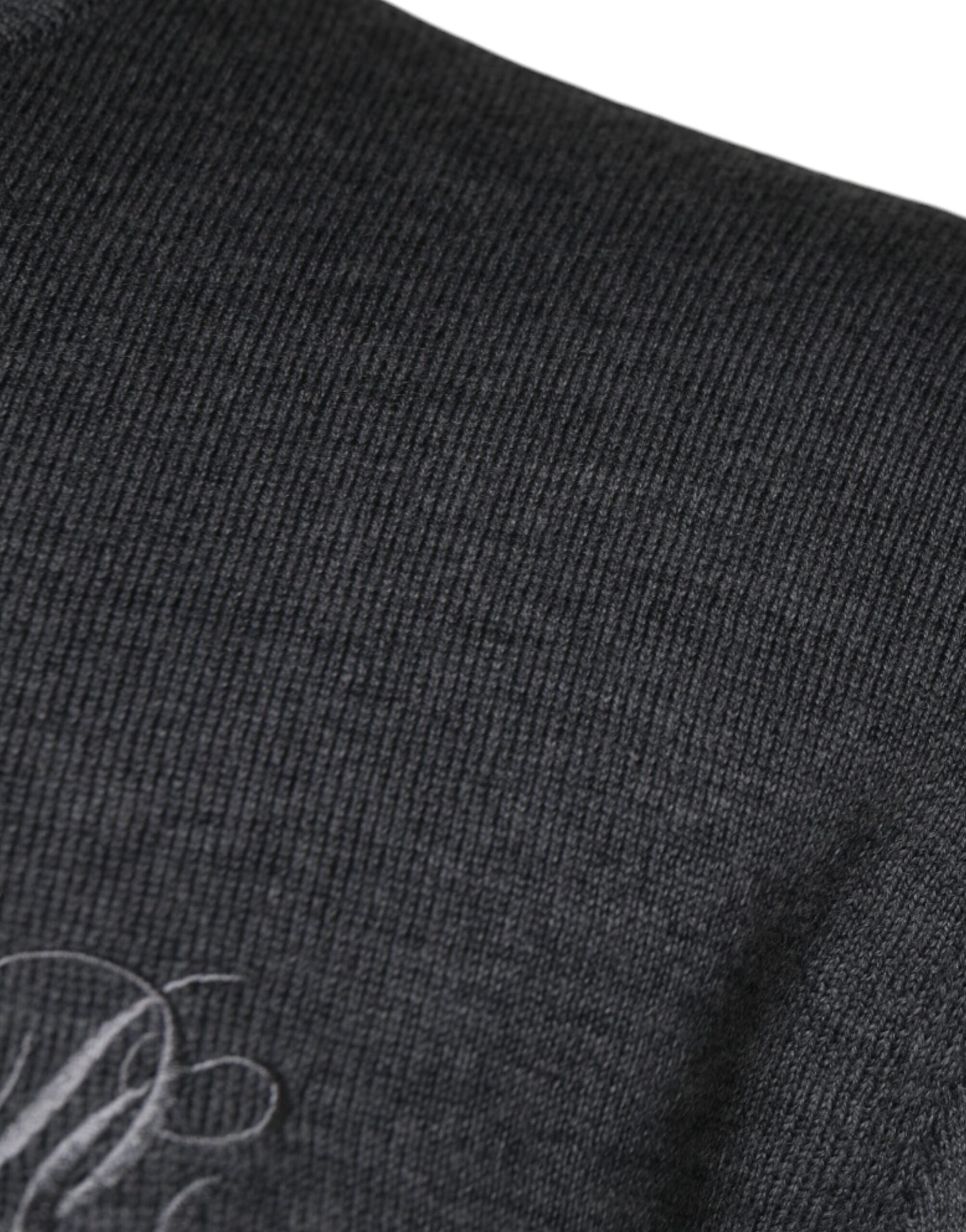 Dolce & Gabbana Dunkelgrauer Pullover mit Rundhalsausschnitt aus Wolle-4