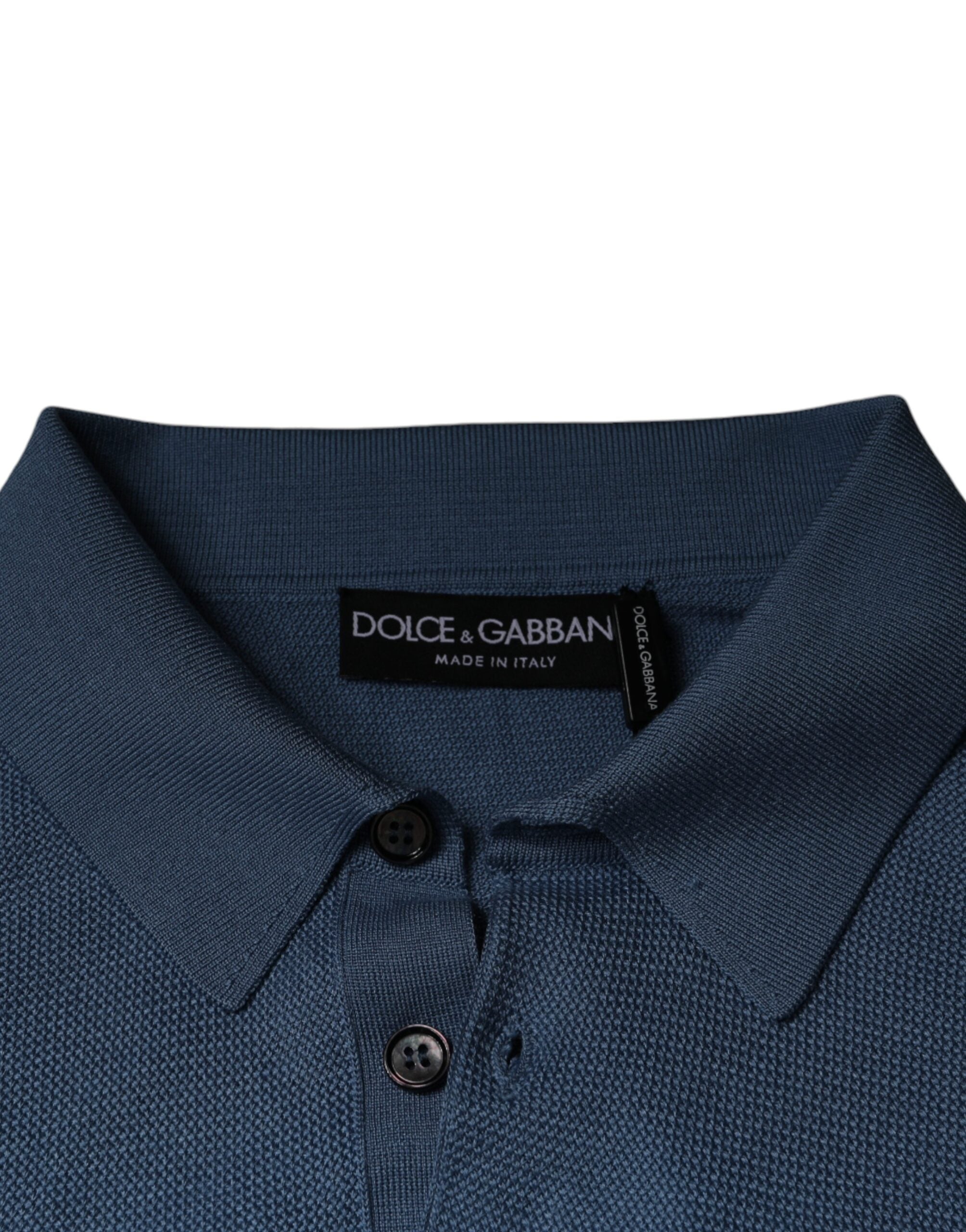 Dolce & Gabbana sky blue sweater with silk collar for men-7