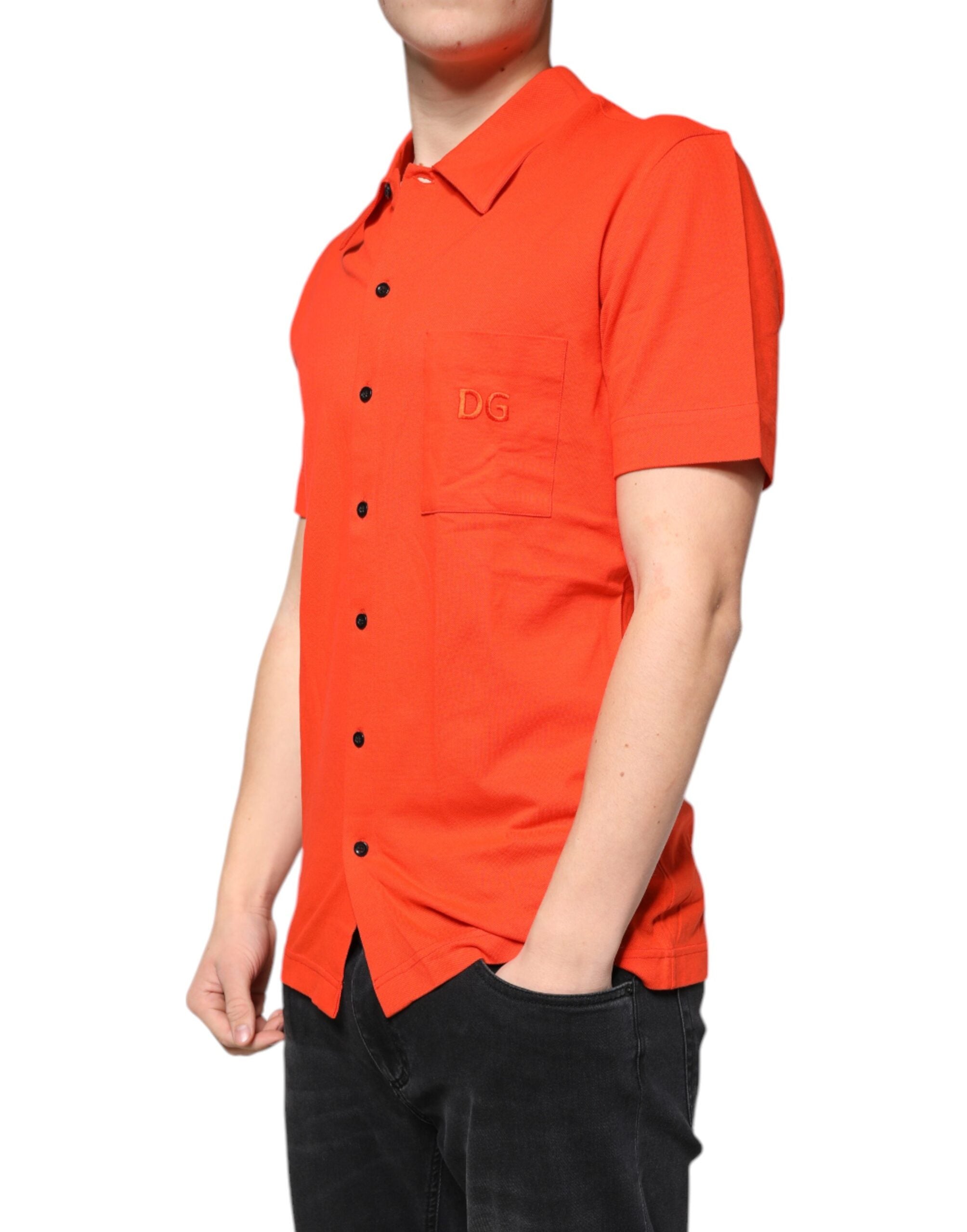 Dolce & Gabbana orange cotton polo shirt with button placket-3