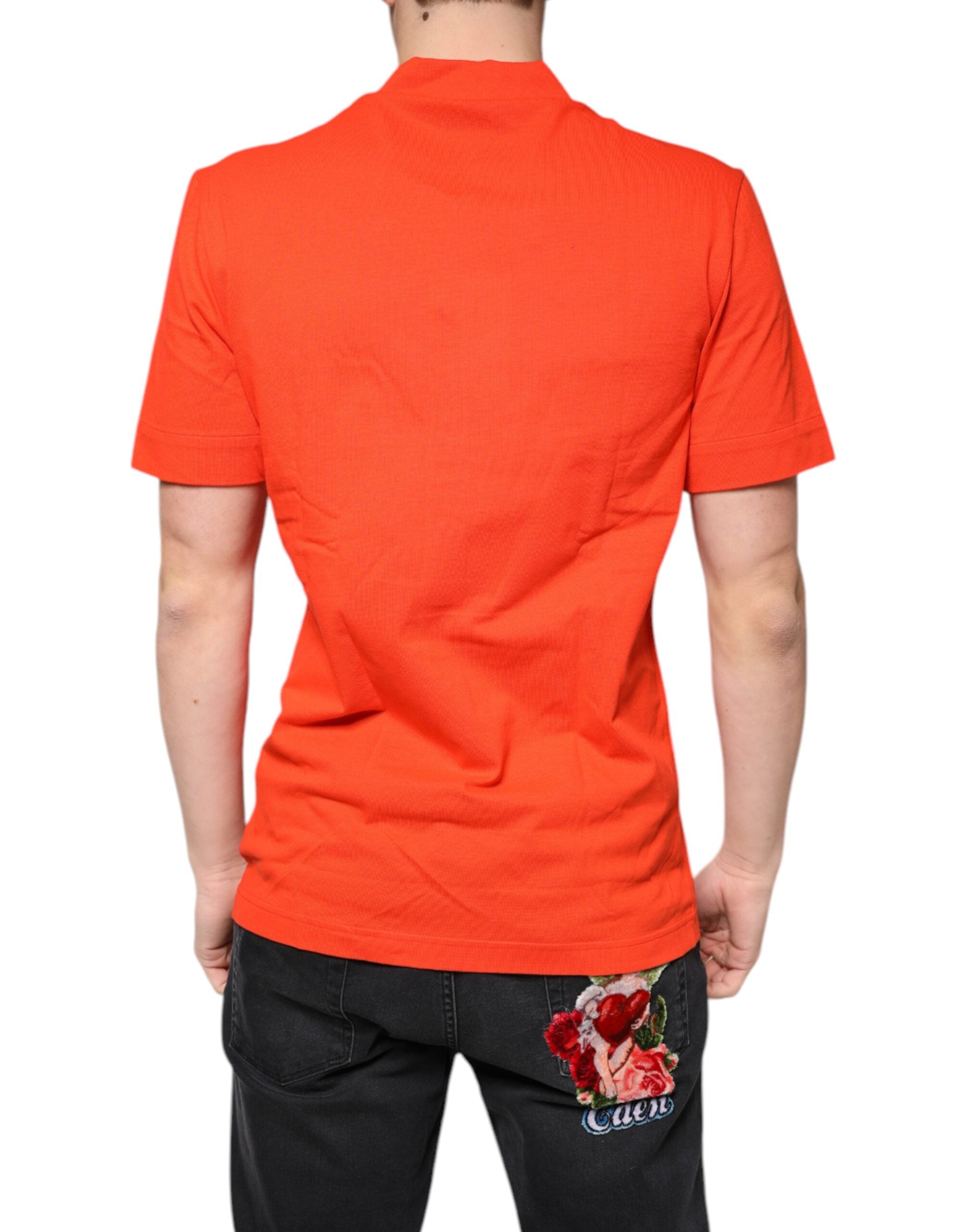 Dolce & Gabbana orange cotton polo shirt with button placket-4