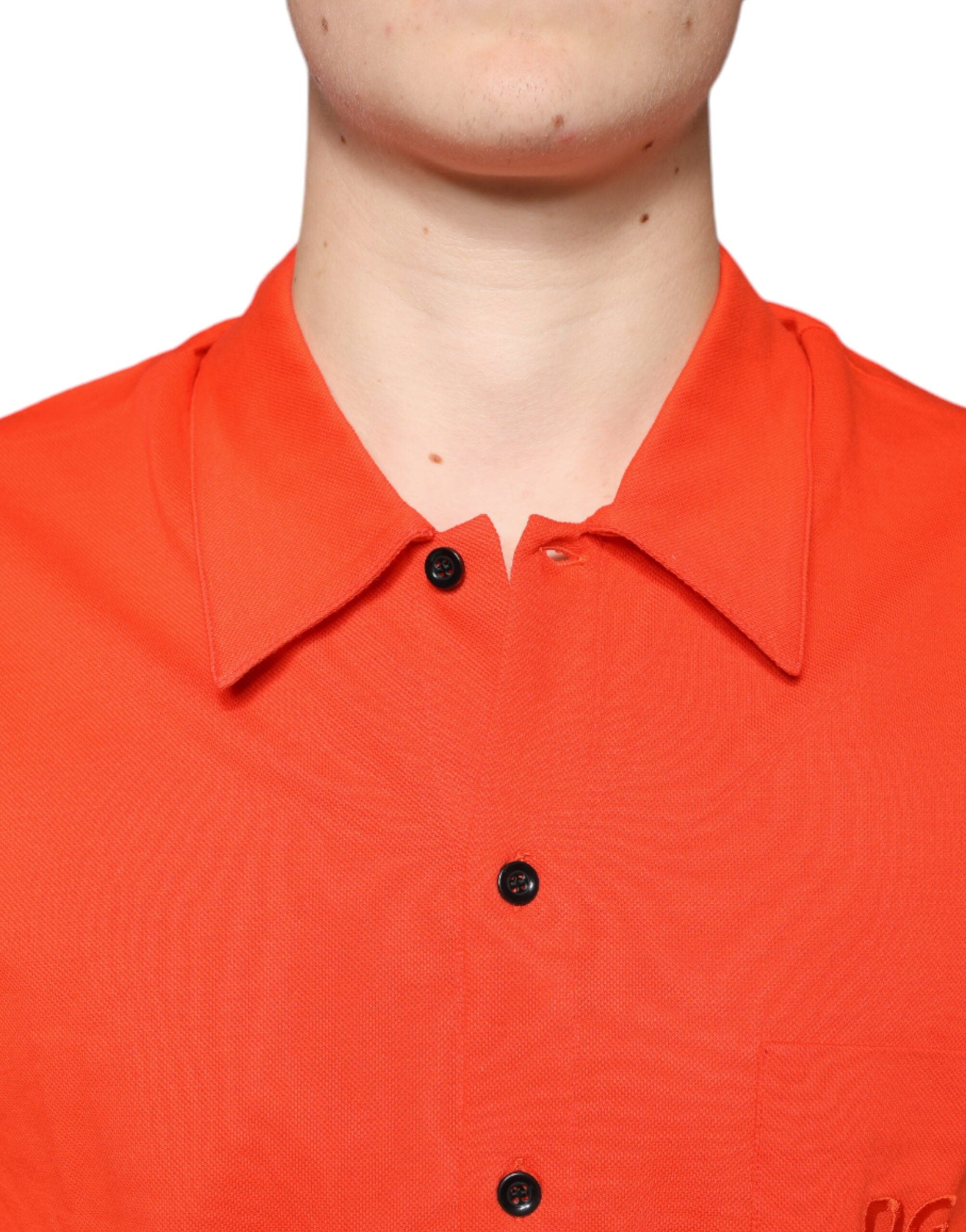 Dolce & Gabbana orange cotton polo shirt with button placket-5