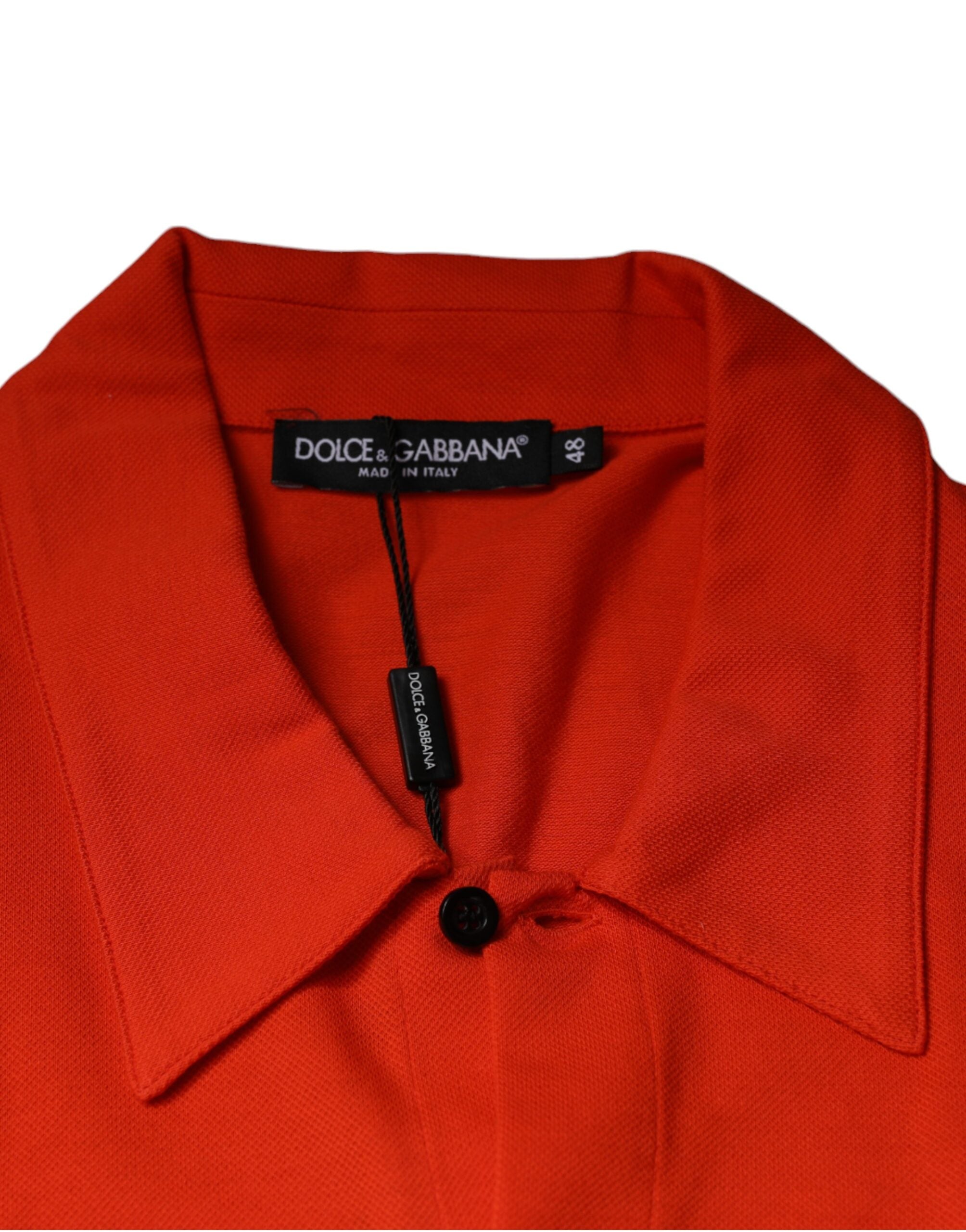 Dolce & Gabbana orange cotton polo shirt with button placket-7
