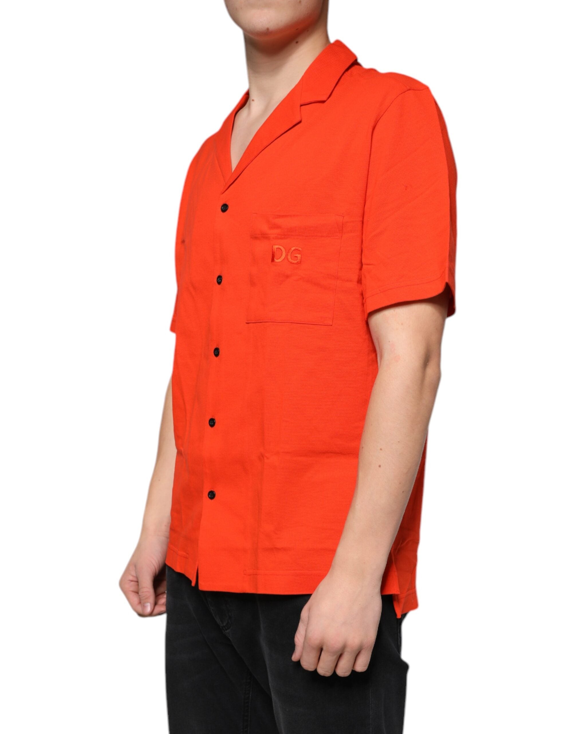 Dolce & Gabbana orange cotton polo shirt with button placket-3