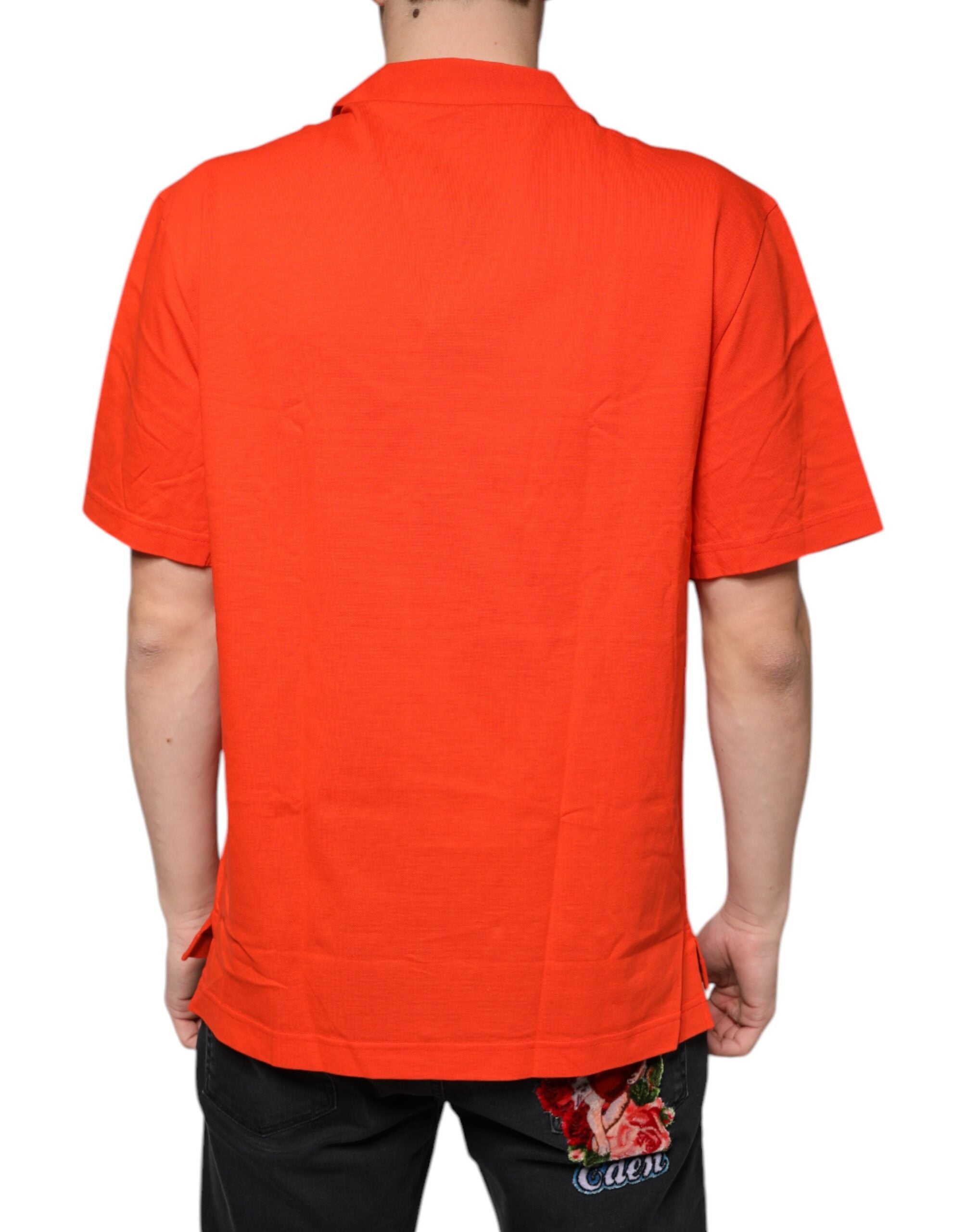 Dolce & Gabbana orange cotton polo shirt with button placket-4
