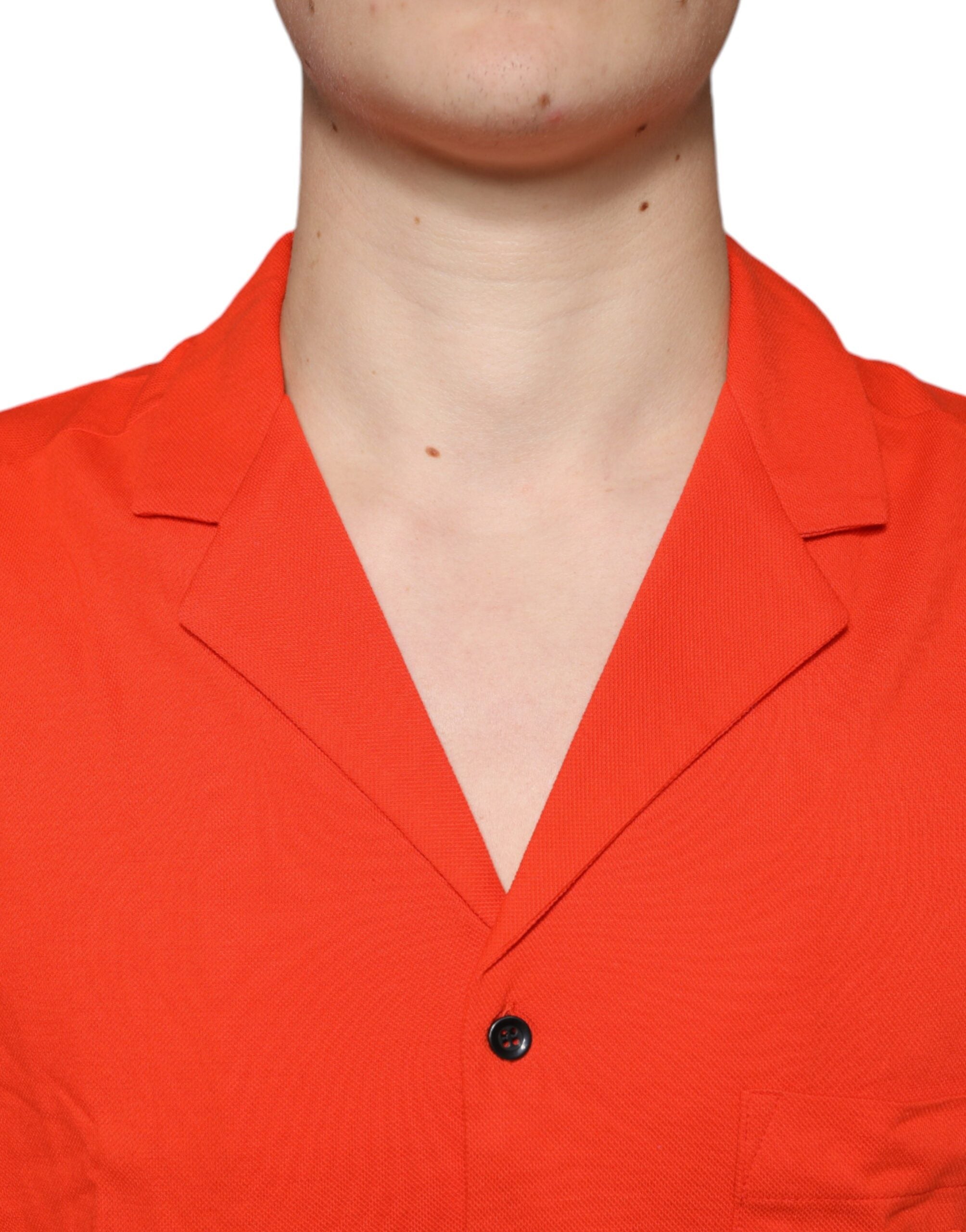 Dolce & Gabbana orange cotton polo shirt with button placket-5