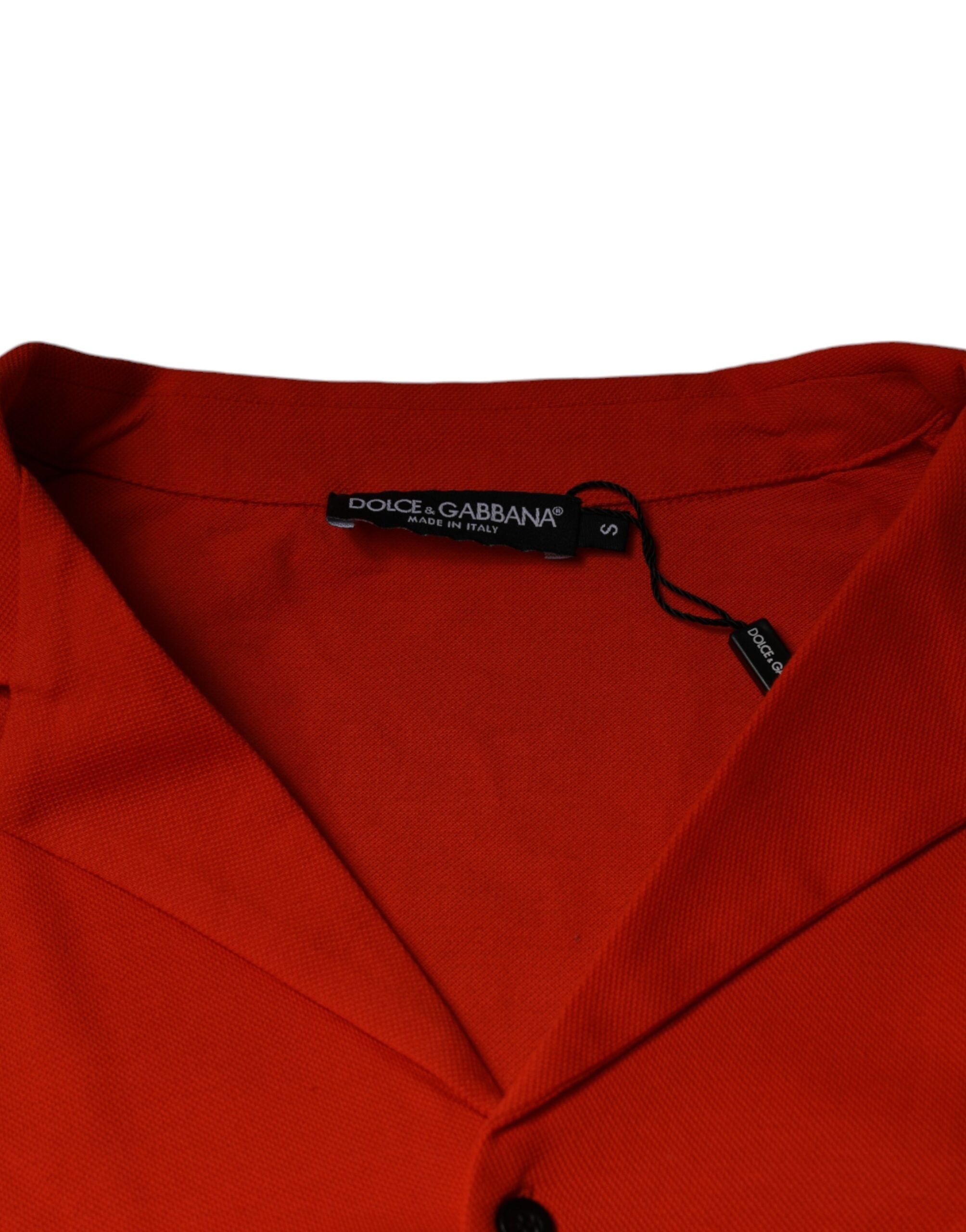Dolce & Gabbana orange cotton polo shirt with button placket-7