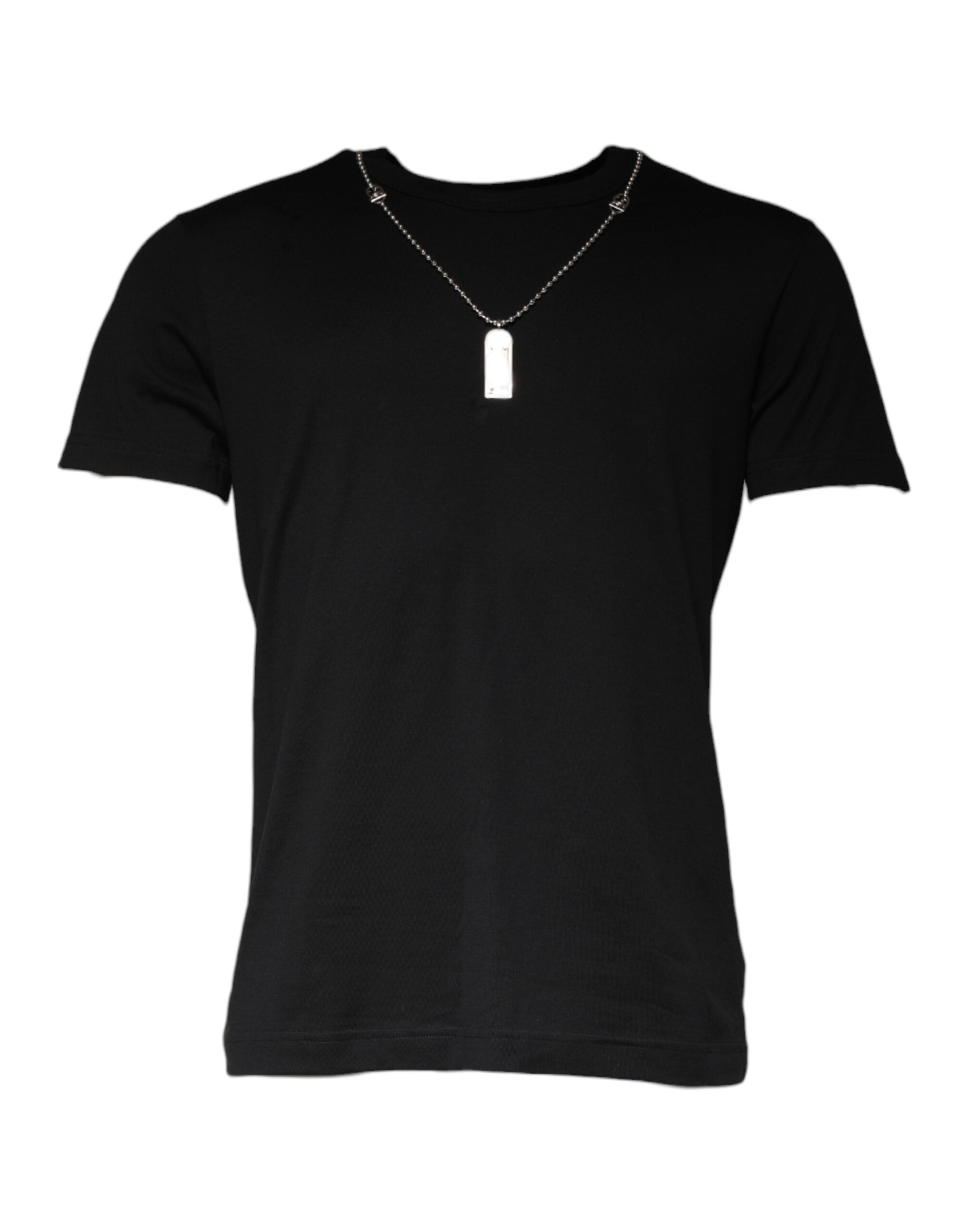 Dolce & Gabbana Black T-shirt with cotton chain embellishment-2
