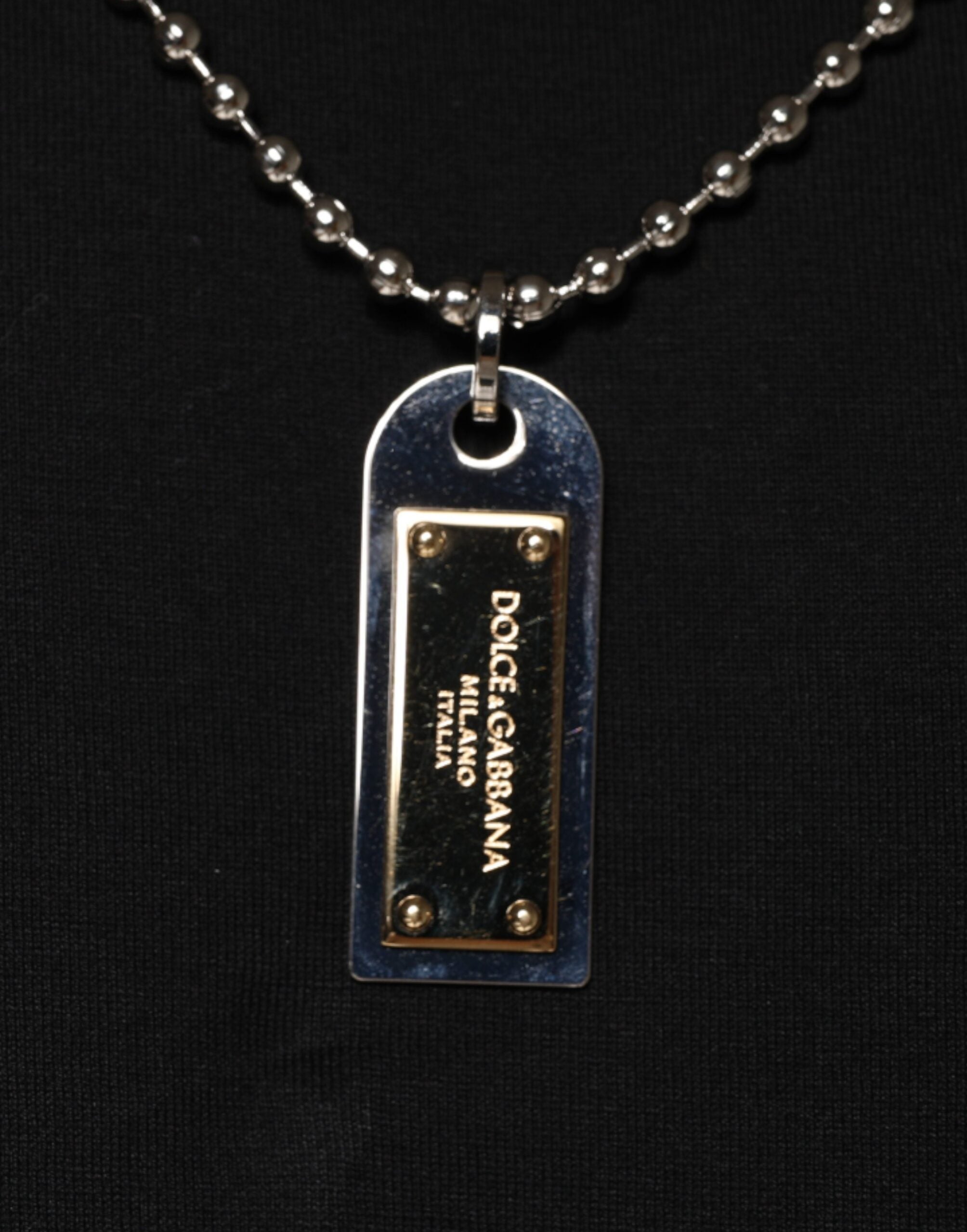 Dolce & Gabbana Black T-shirt with cotton chain embellishment-5
