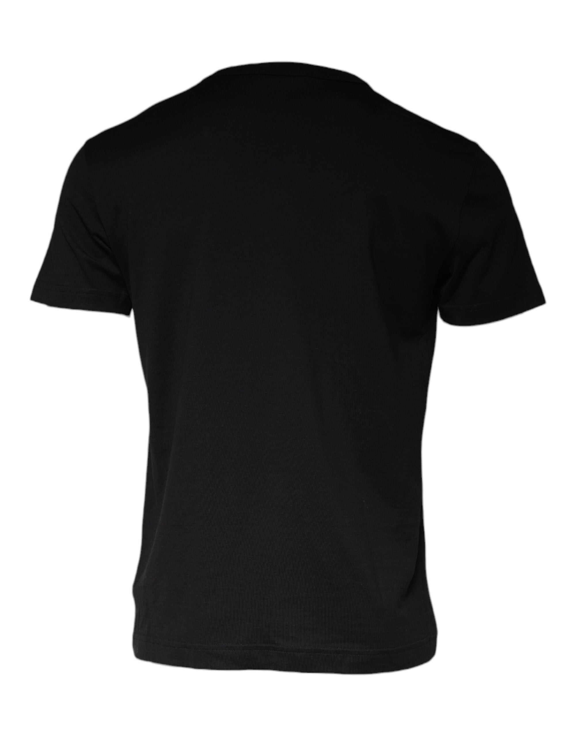 Dolce & Gabbana Black T-shirt with cotton chain embellishment-6