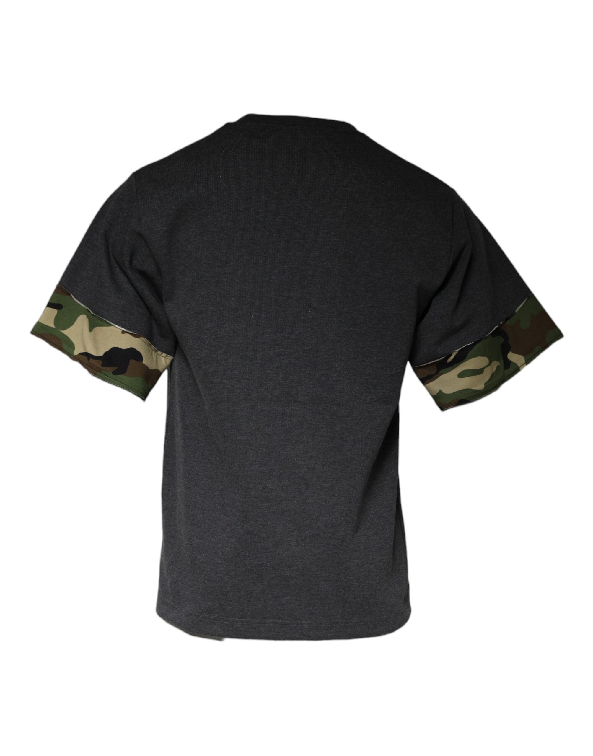 Camiseta gris oscuro de cuello redondo con estampado de camuflaje de Dolce & Gabbana-5