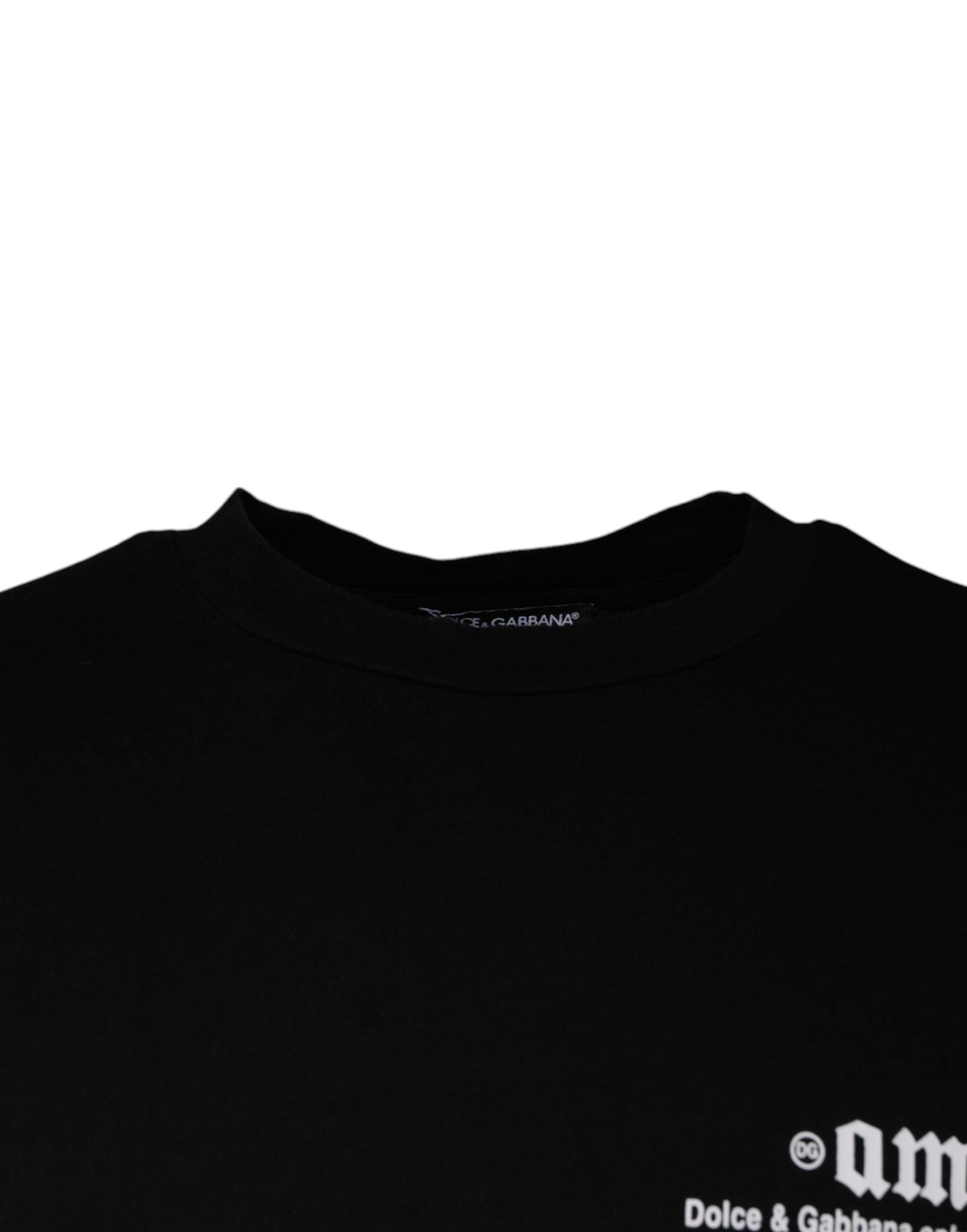 Dolce & Gabbana Black Amore Print T-Shirt with Round Neck in Cotton-3
