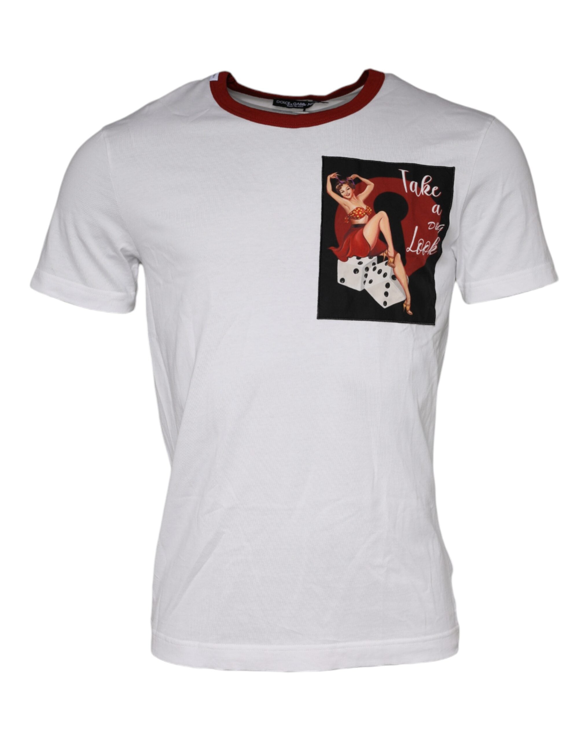 Dolce & Gabbana white round neck cotton T-shirt with graphic print-1