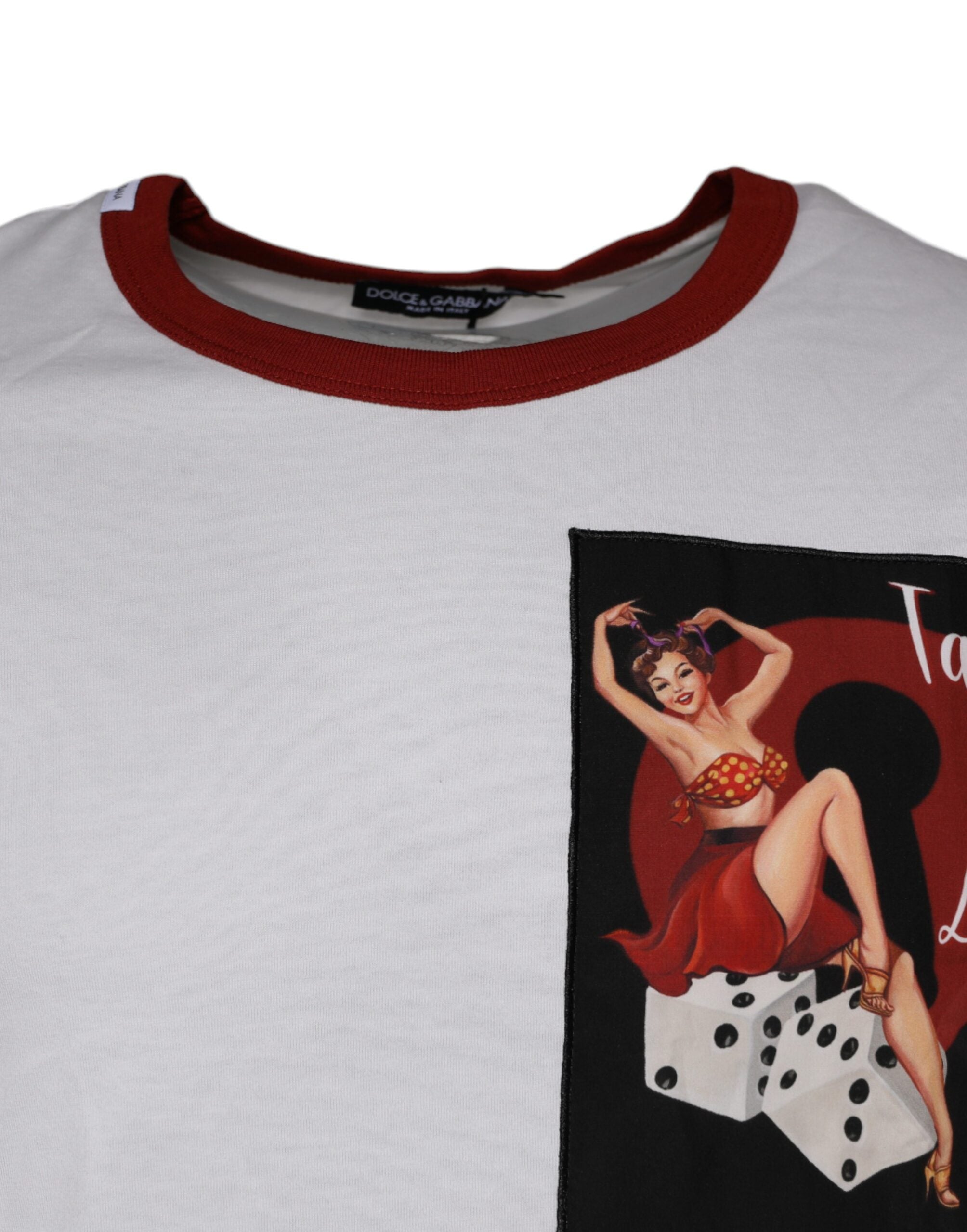 Dolce & Gabbana white round neck cotton T-shirt with graphic print-3