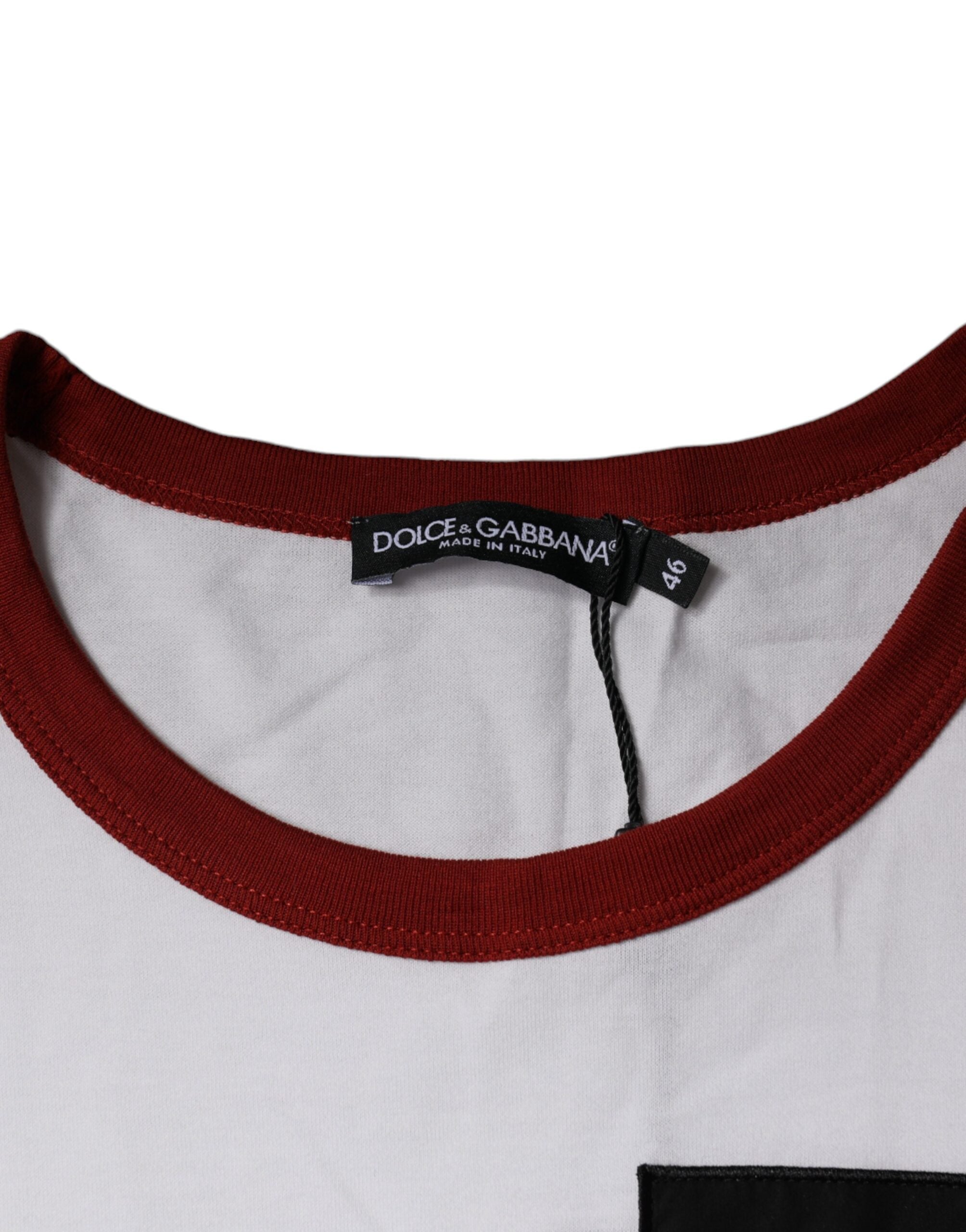 Dolce & Gabbana white round neck cotton T-shirt with graphic print-6