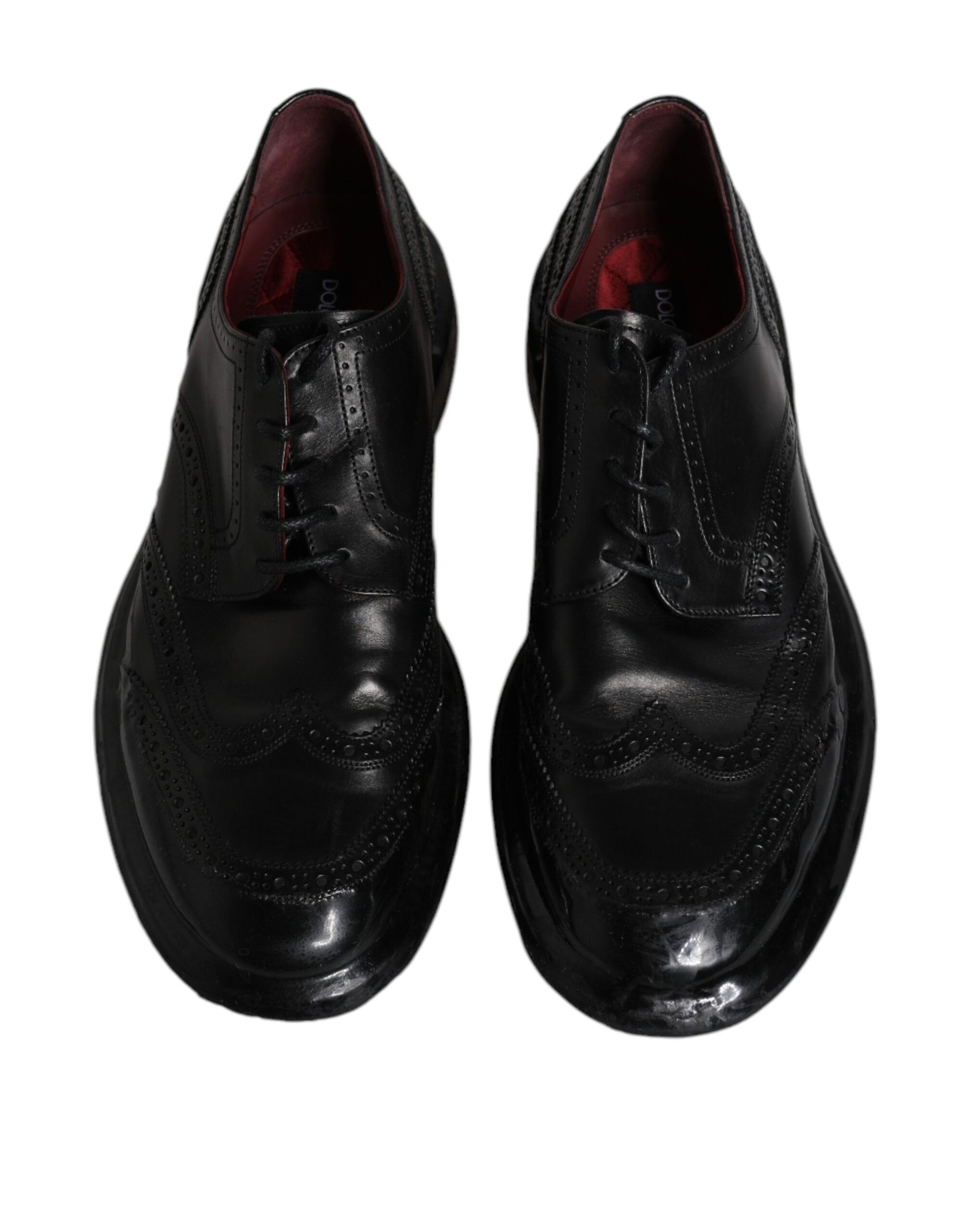 Dolce & Gabbana Black Leather Derby Wingtip Formal Shoes-3
