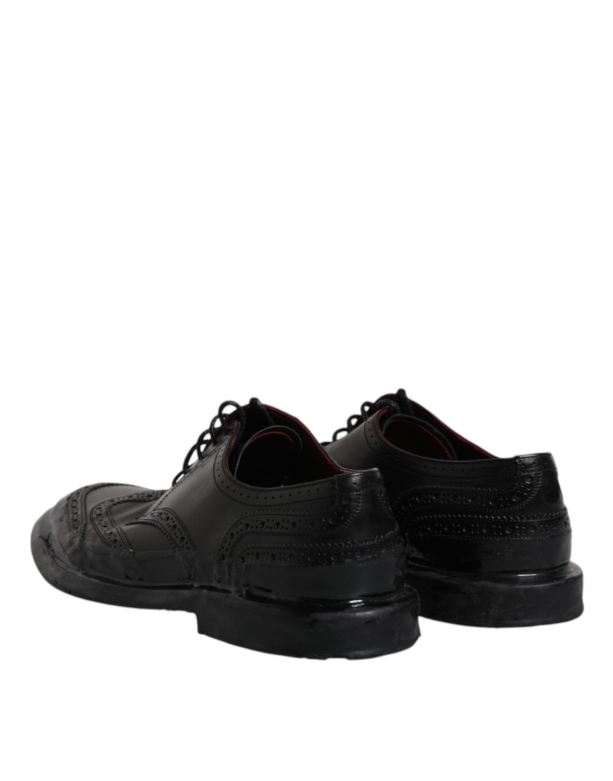 Dolce & Gabbana Black Leather Derby Wingtip Formal Shoes-5