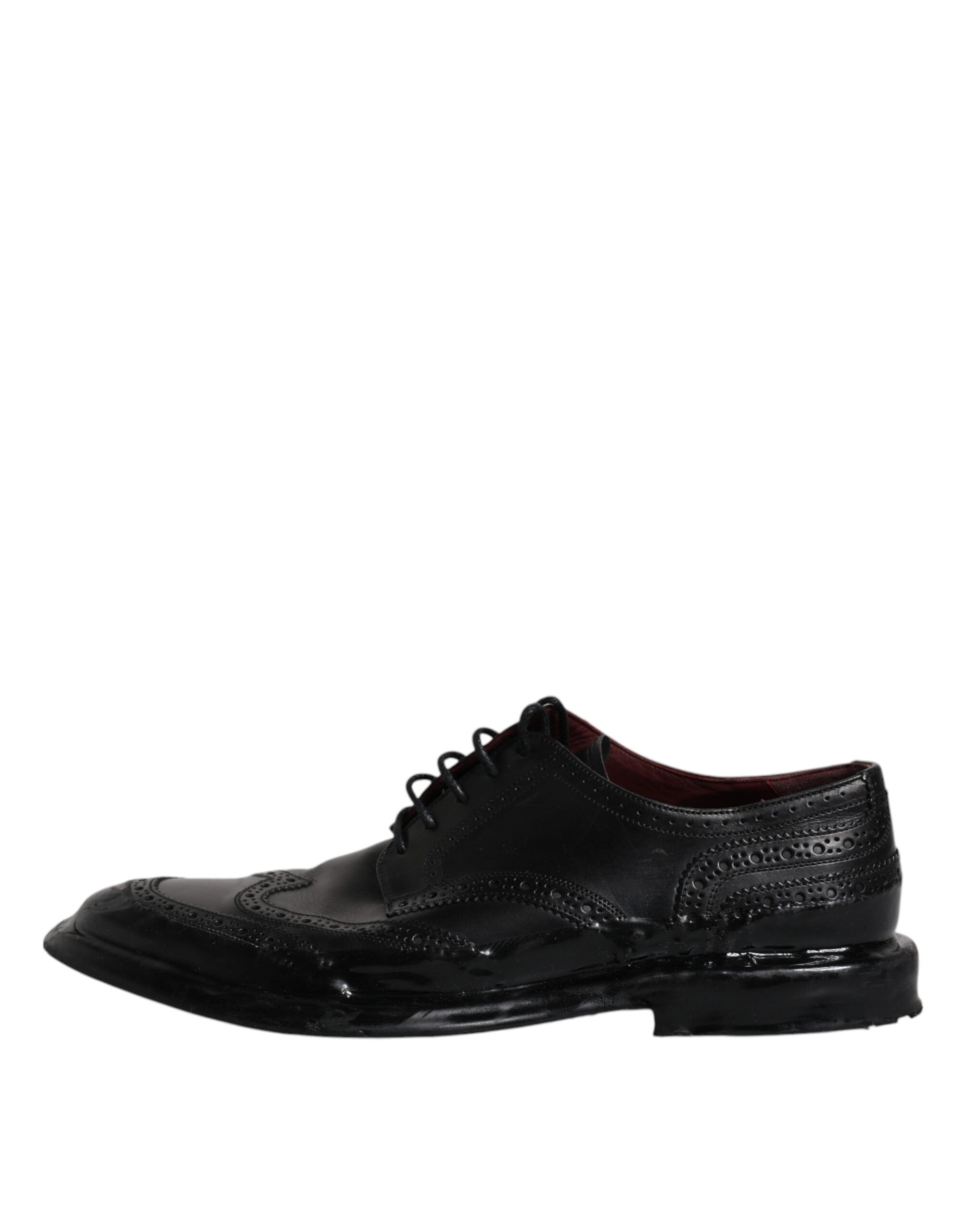 Dolce & Gabbana Black Leather Derby Wingtip Formal Shoes-6