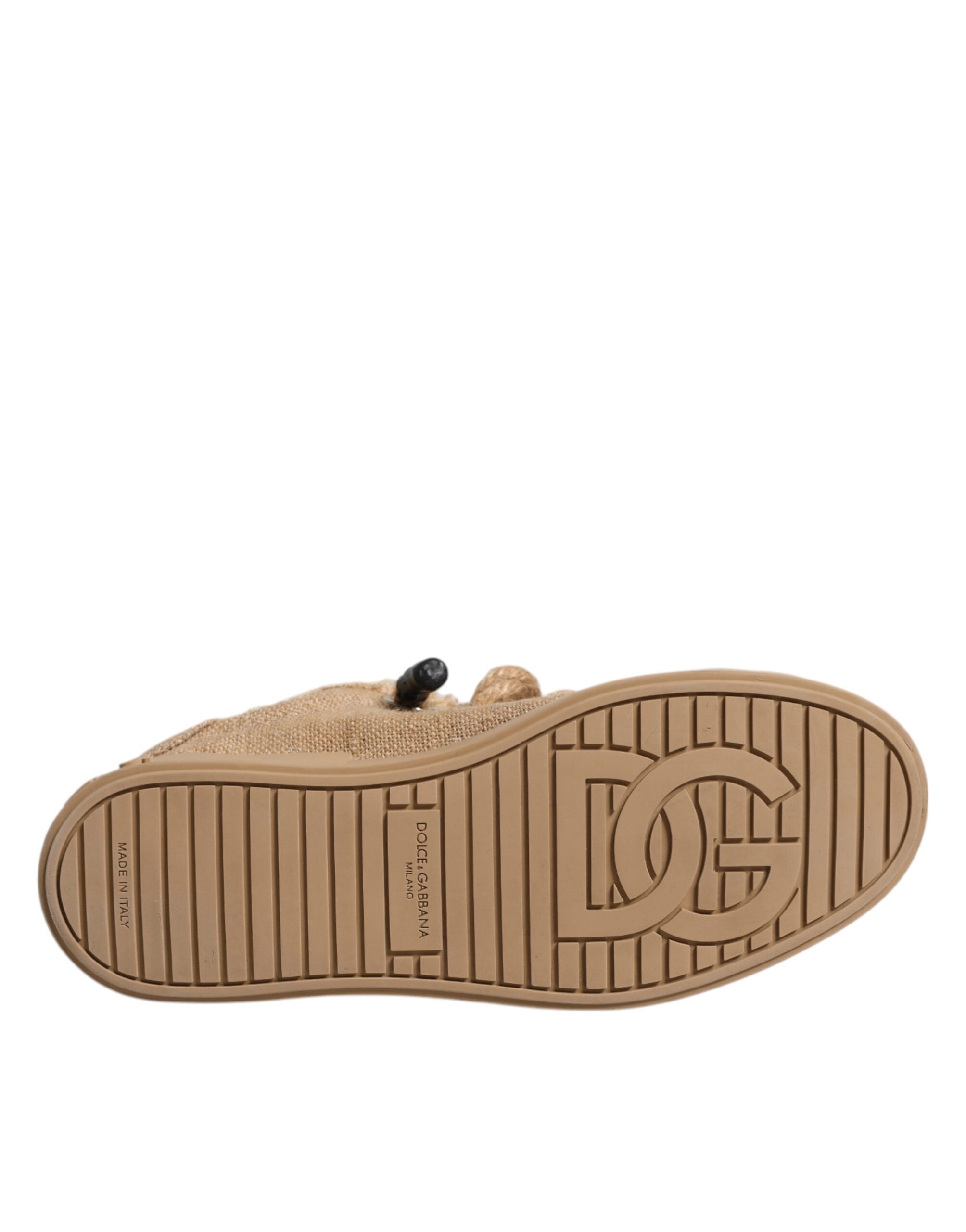 Dolce & Gabbana Brown Jute Fabric Low Top Men's Sneakers Shoes-8