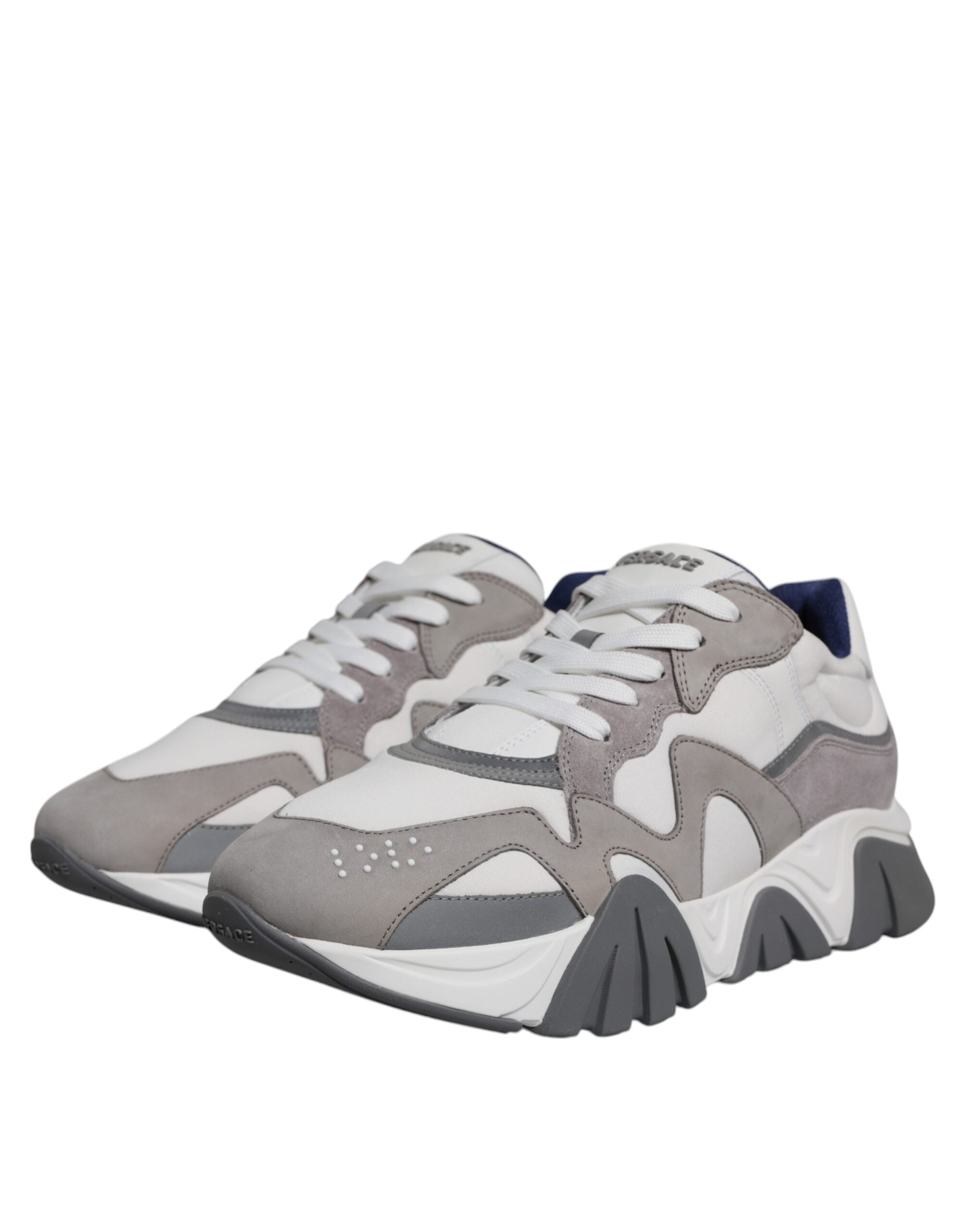 Zapatillas Versace Squalo de caña baja y gruesa de neopreno y cuero gris-3