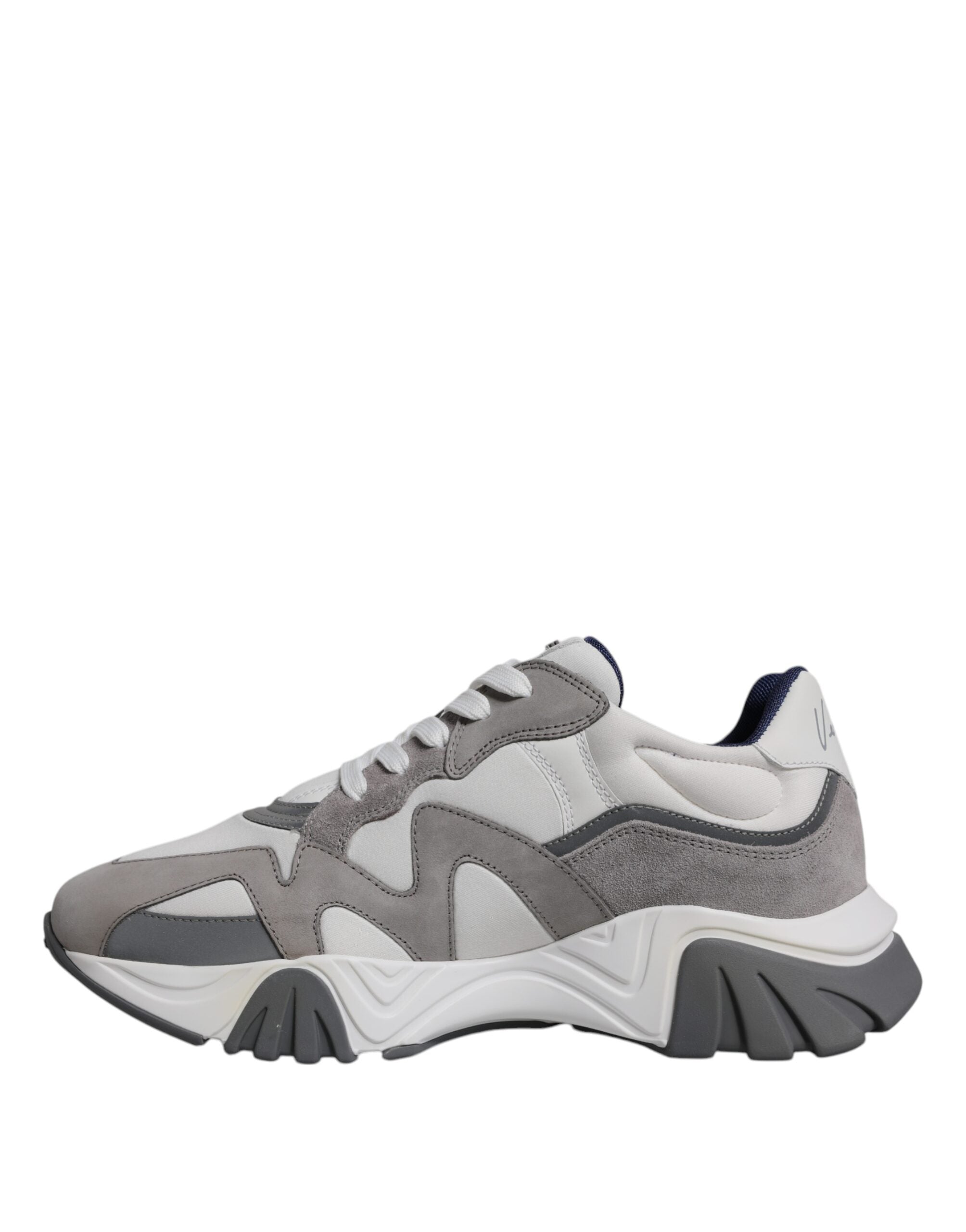 Zapatillas Versace Squalo de caña baja y gruesa de neopreno y cuero gris-5