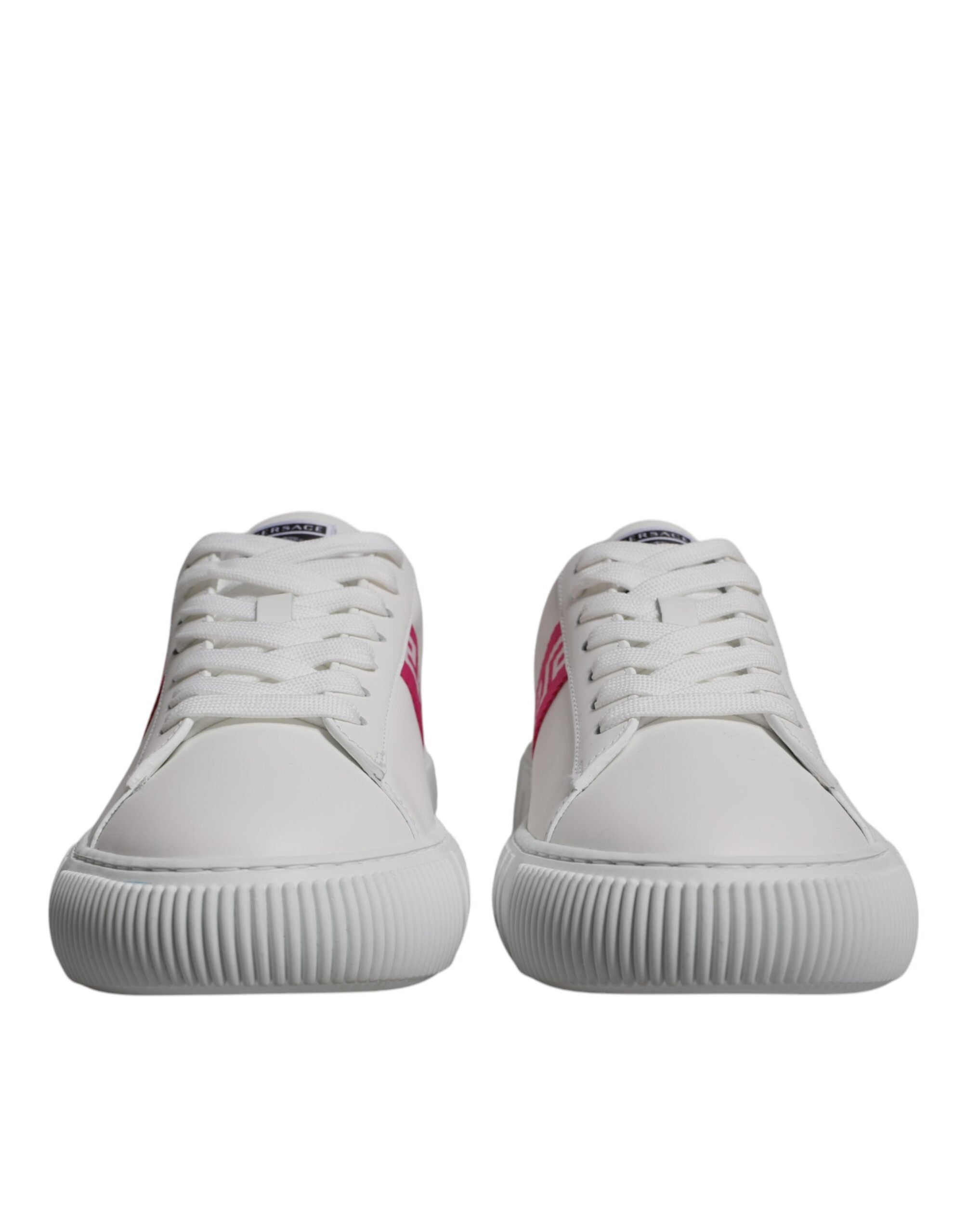 Versace White Pink Greca Print Platform Low Top Sneakers Shoes-2