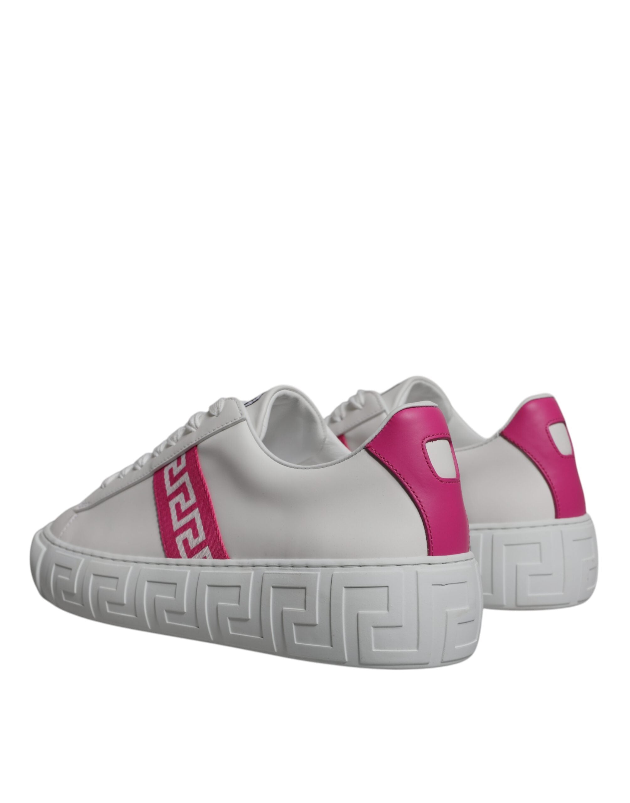 Versace White Pink Greca Print Platform Low Top Sneakers Shoes-4