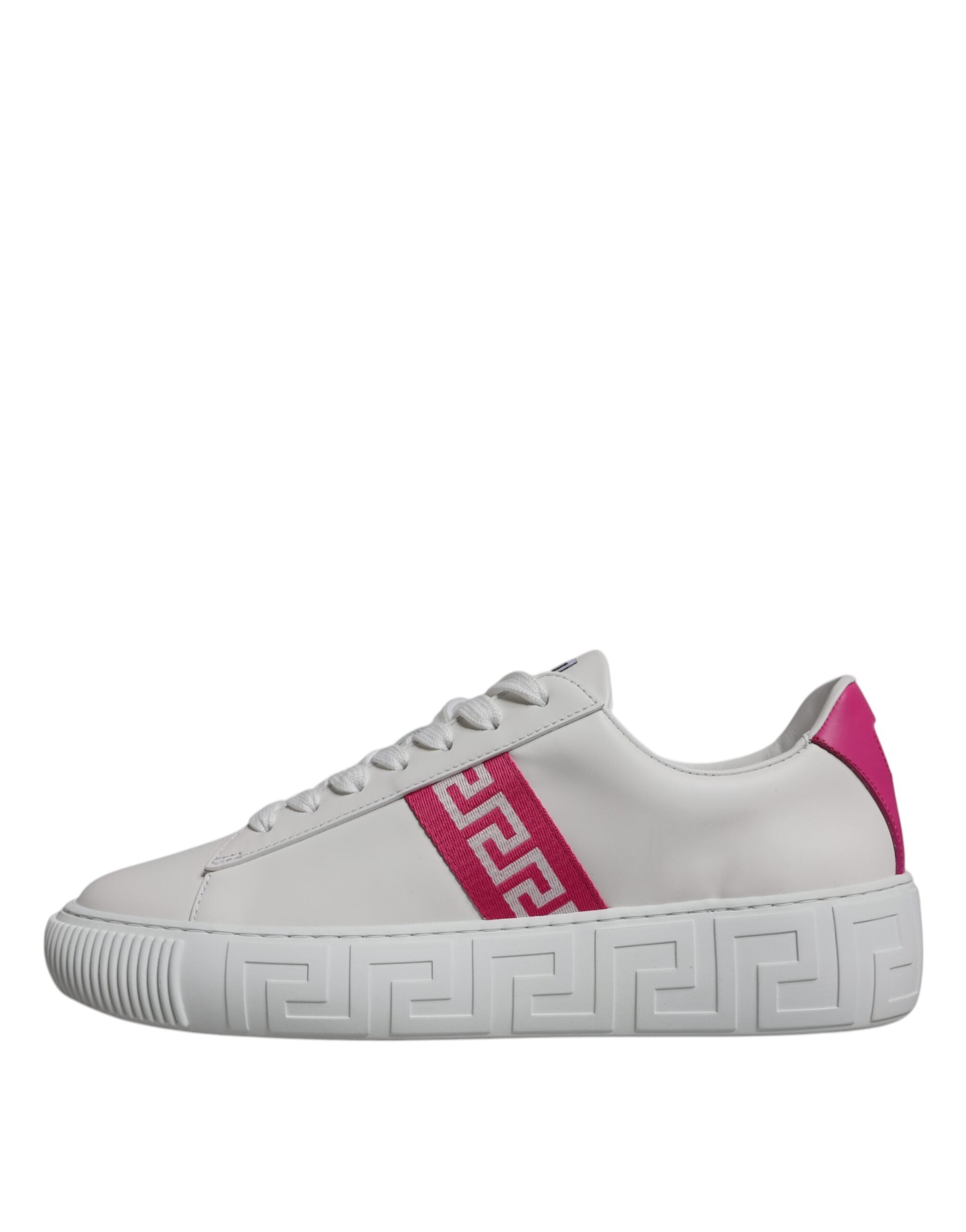 Versace White Pink Greca Print Platform Low Top Sneakers Shoes-5