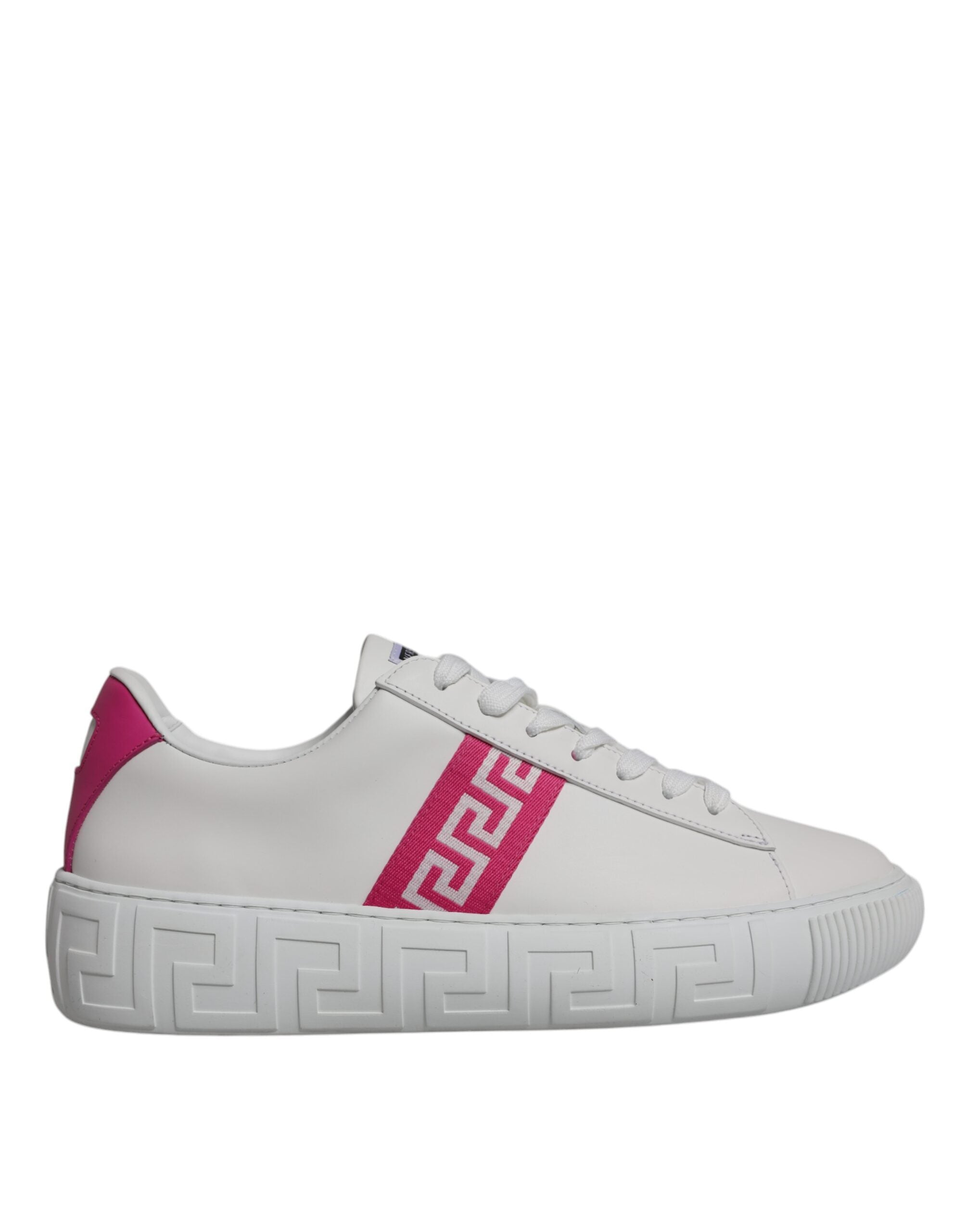 Versace White Pink Greca Print Platform Low Top Sneakers Shoes-6
