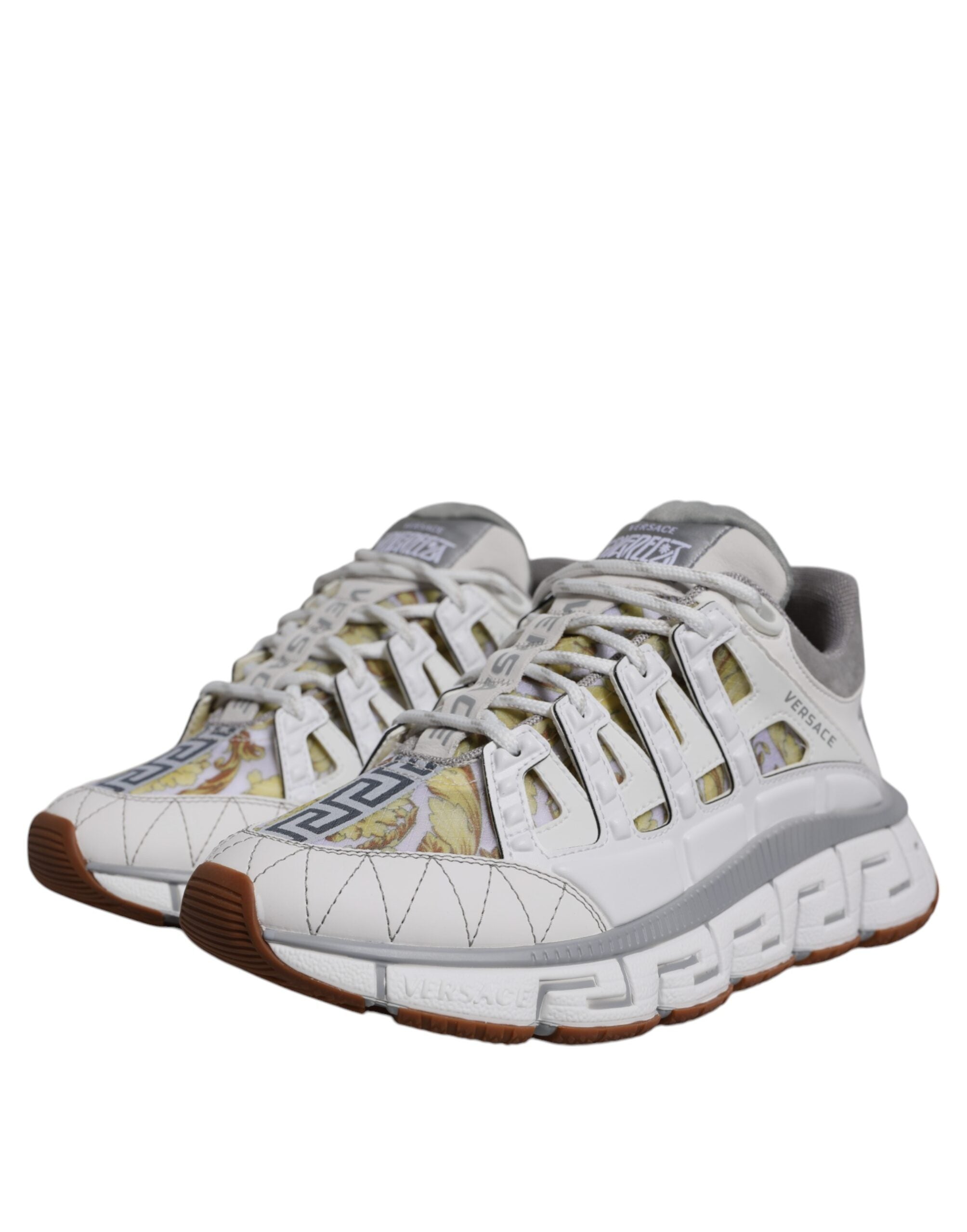 Versace White Trigreca Barocco Print Low Top Sneakers Shoes-3