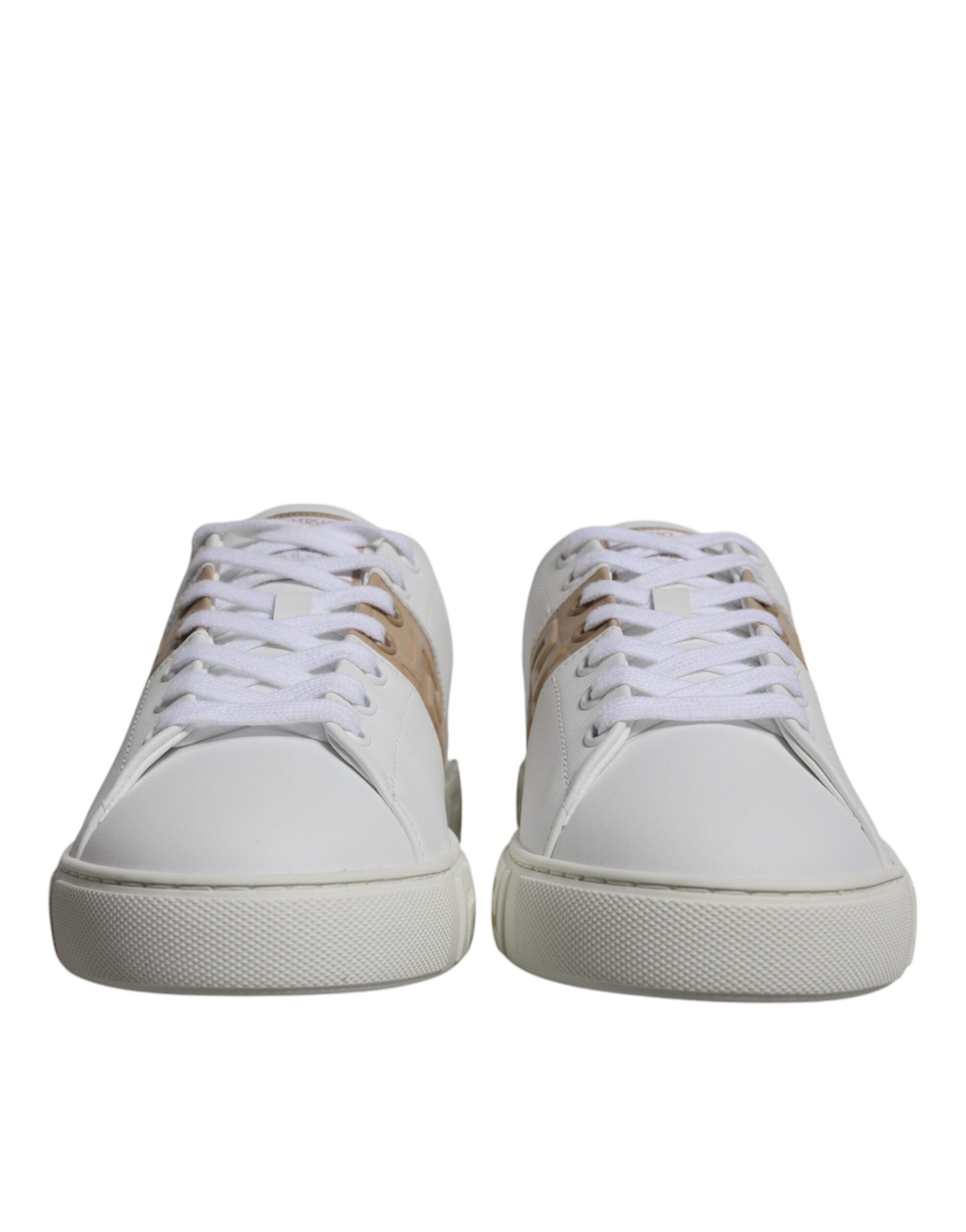 Versace White Brown Greca Print TPU Low Top Men's Sneakers Shoes-2
