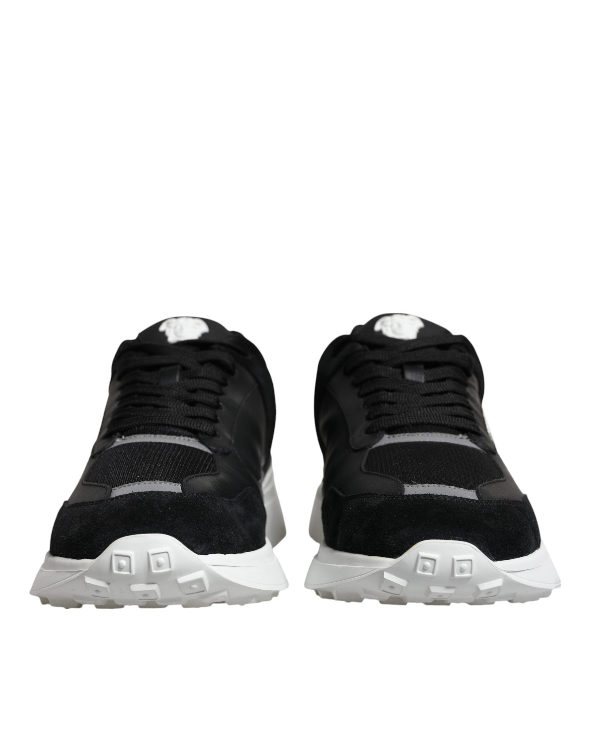 Versace Black Canvas Quad Fabric Medusa Low Top Sneakers Shoes-2