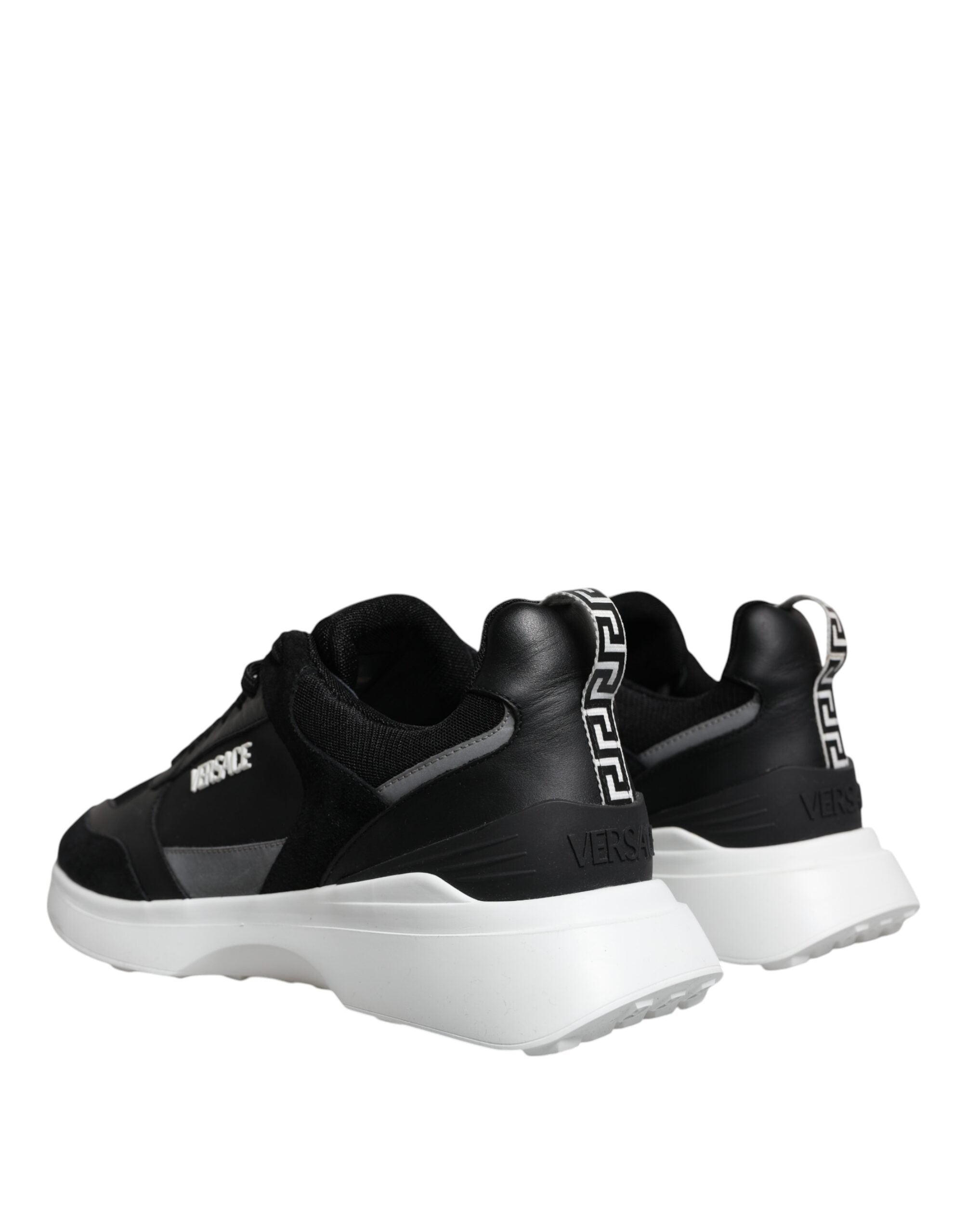 Versace Black Canvas Quad Fabric Medusa Low Top Sneakers Shoes-4