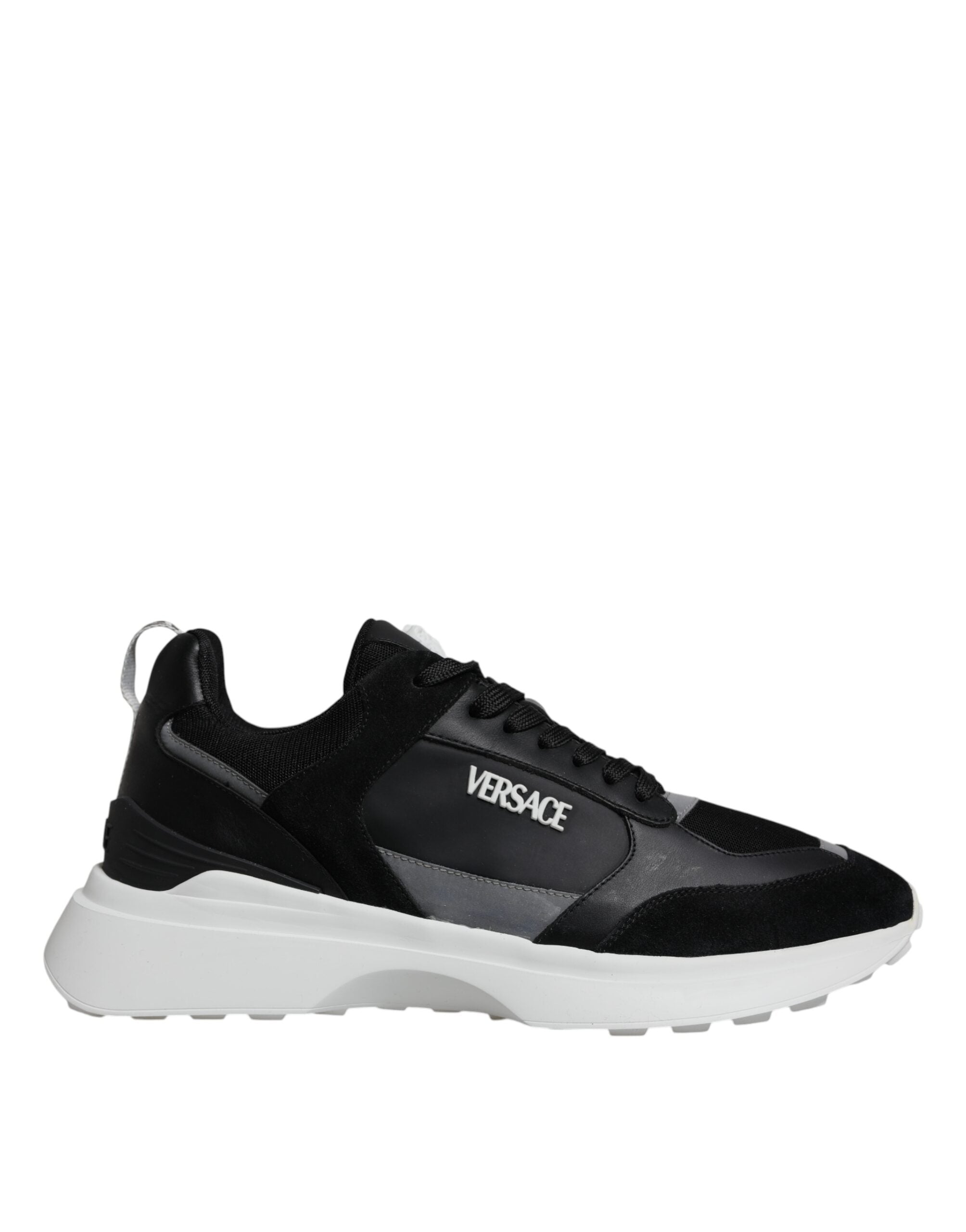 Versace Black Canvas Quad Fabric Medusa Low Top Sneakers Shoes