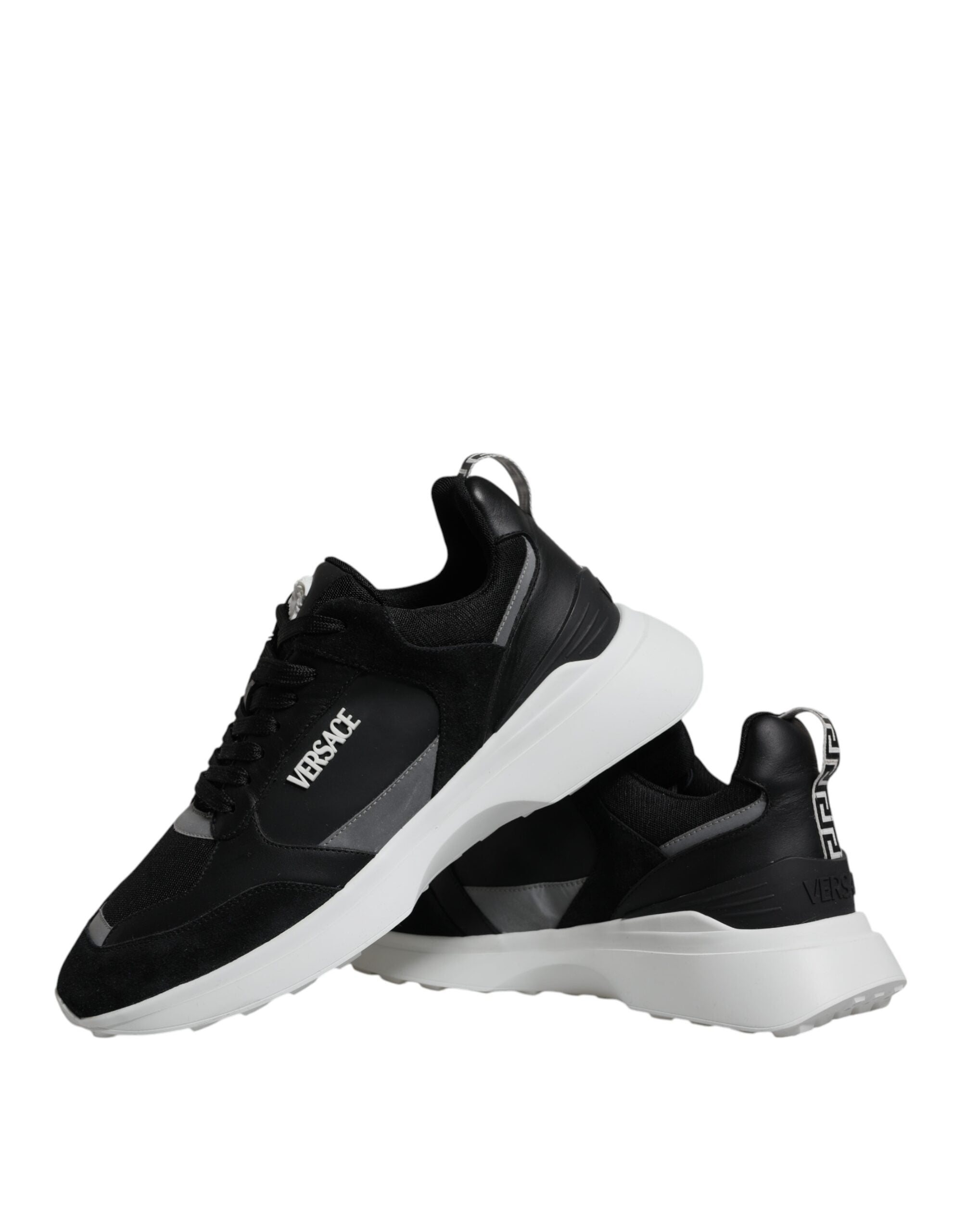 Versace Black Canvas Quad Fabric Medusa Low Top Sneakers Shoes-8