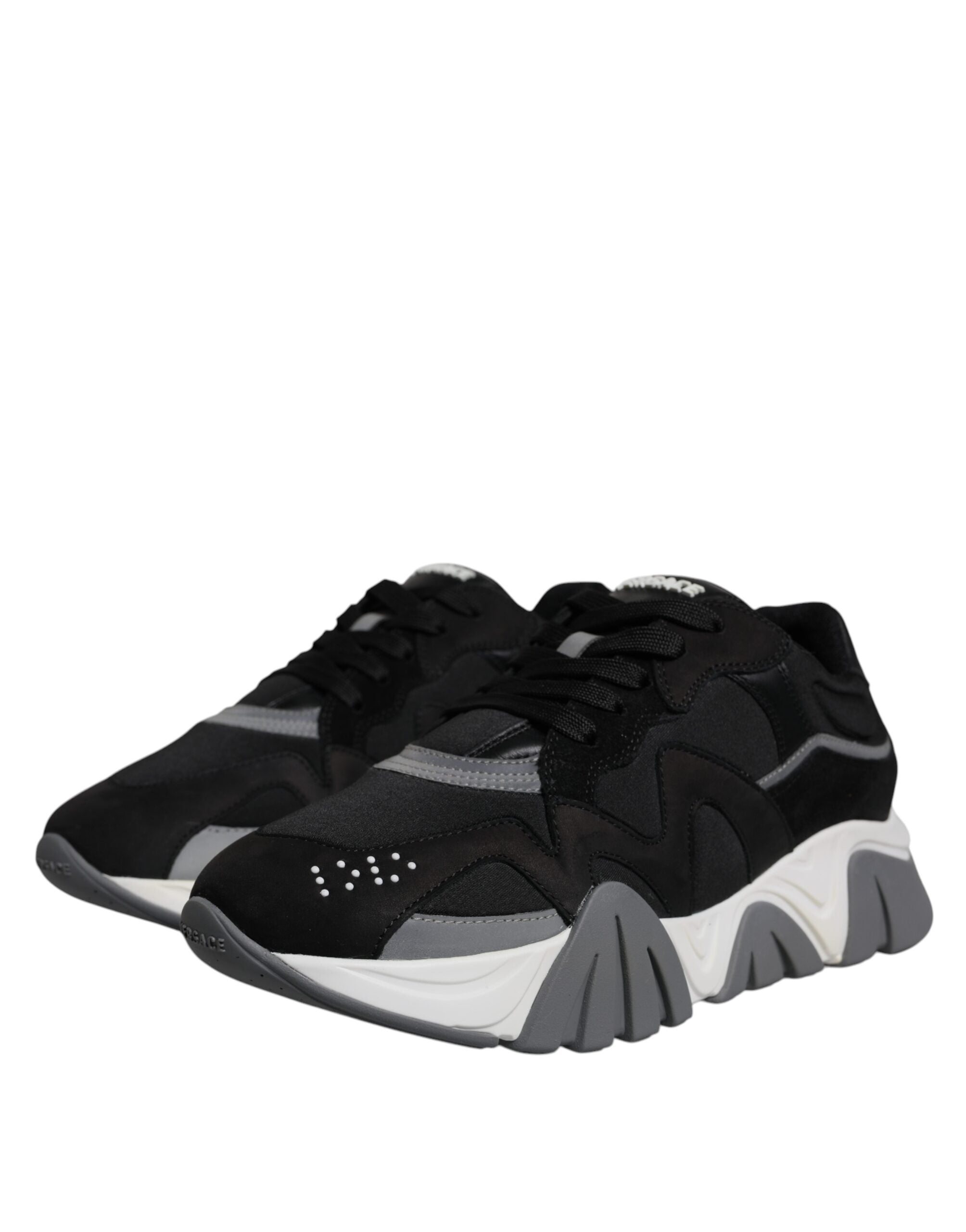 Versace Schwarz Leder Neopren Chunky Low Top Turnschuhe Squalo Schuhe-3