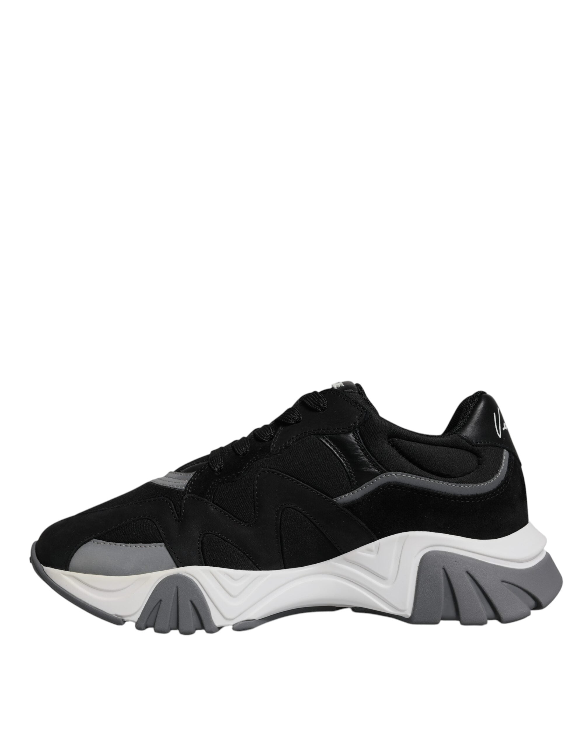 Versace Schwarz Leder Neopren Chunky Low Top Turnschuhe Squalo Schuhe-5