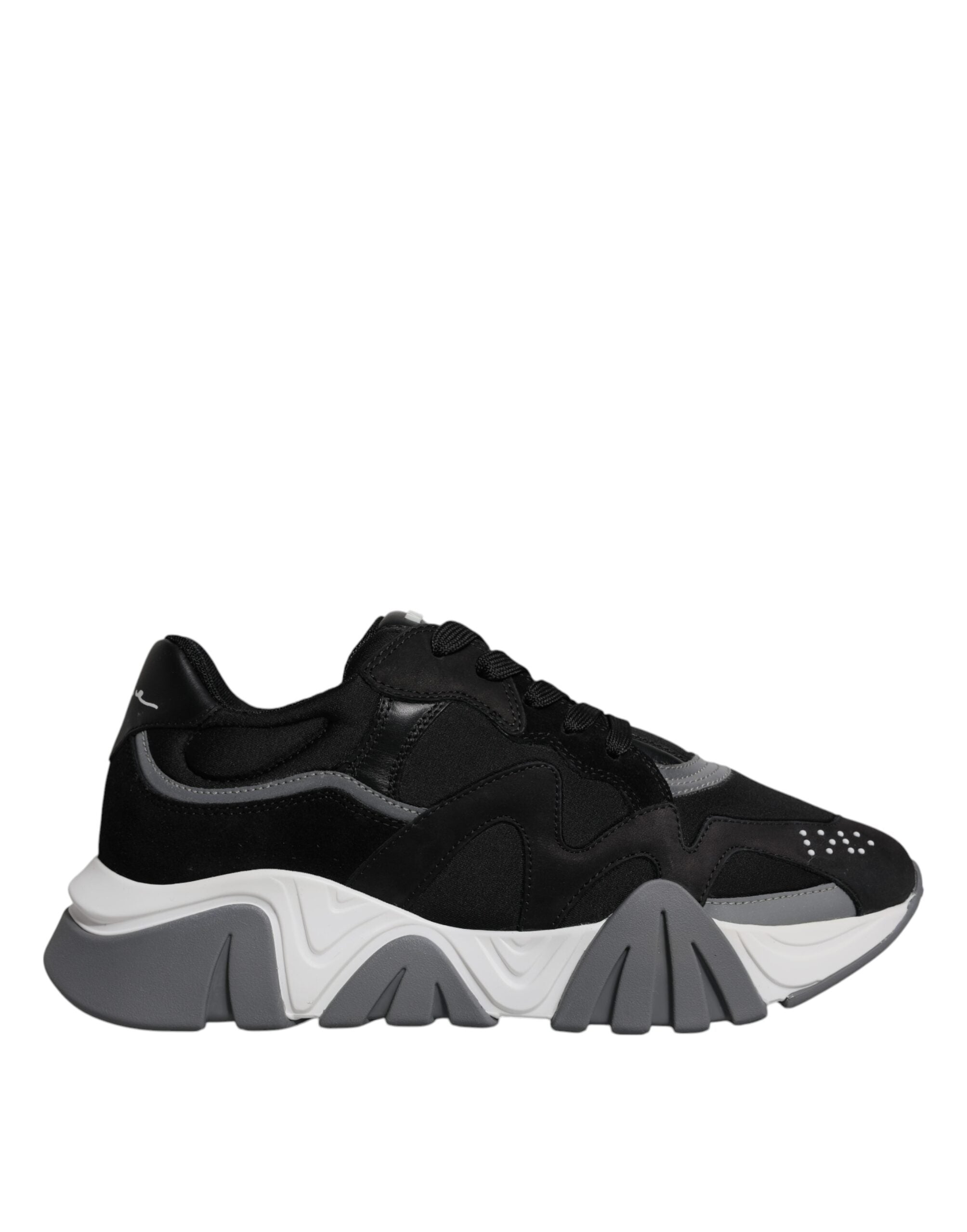 Versace Schwarz Leder Neopren Chunky Low Top Turnschuhe Squalo Schuhe-6