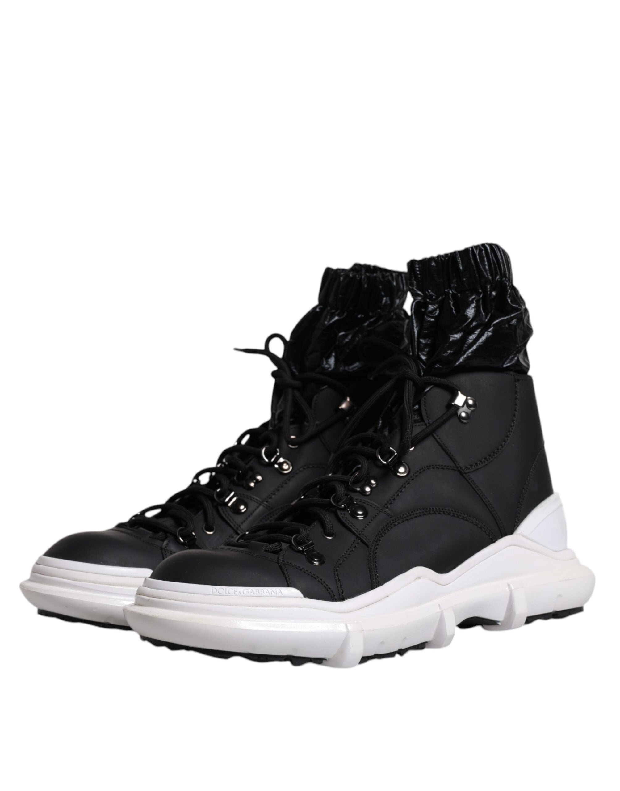 Dolce & Gabbana Black Nylon Galileo High Top Sneakers Shoes-4