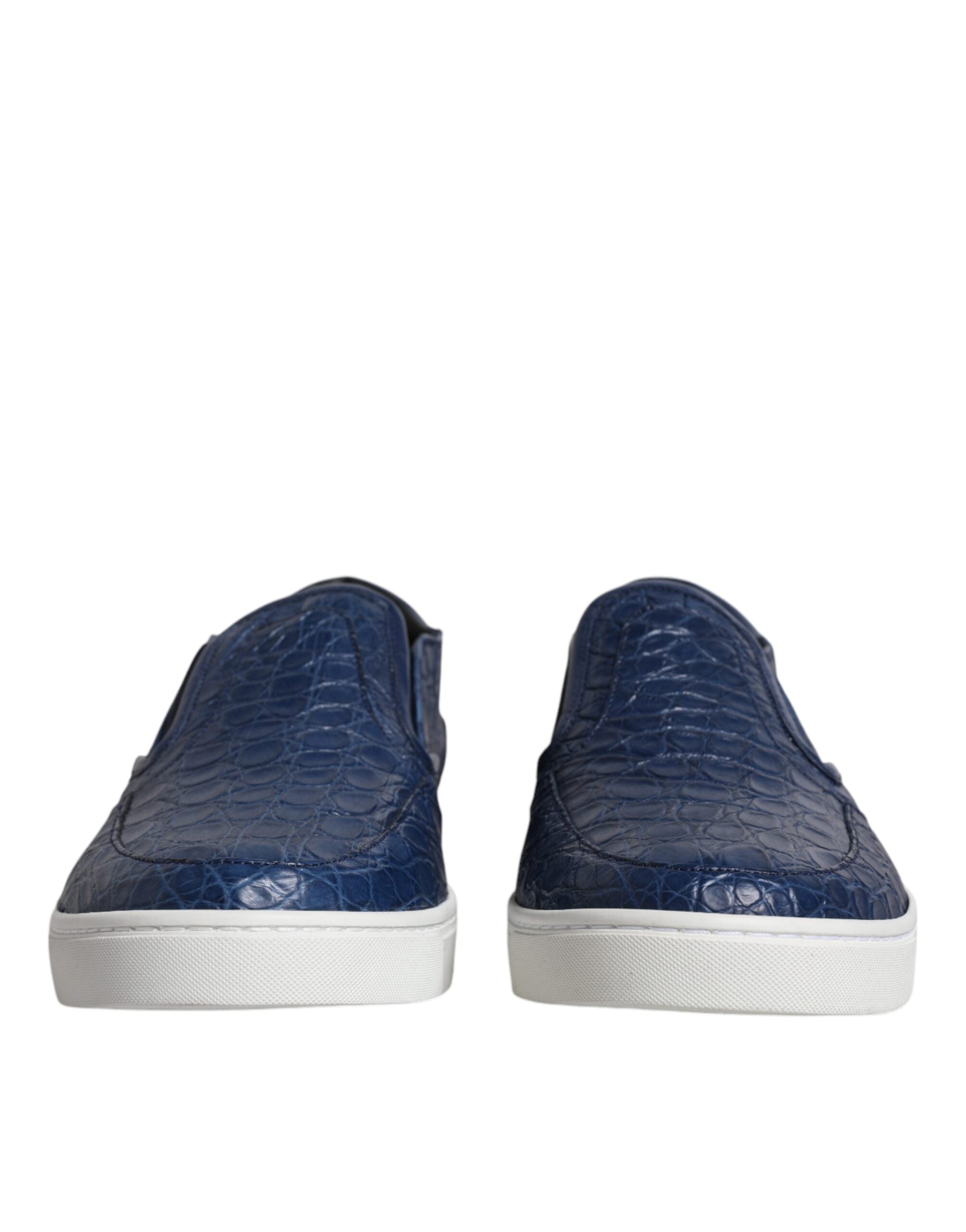 Dolce & Gabbana Blue Croc Exotic Leather Men's Sneakers Shoes-2